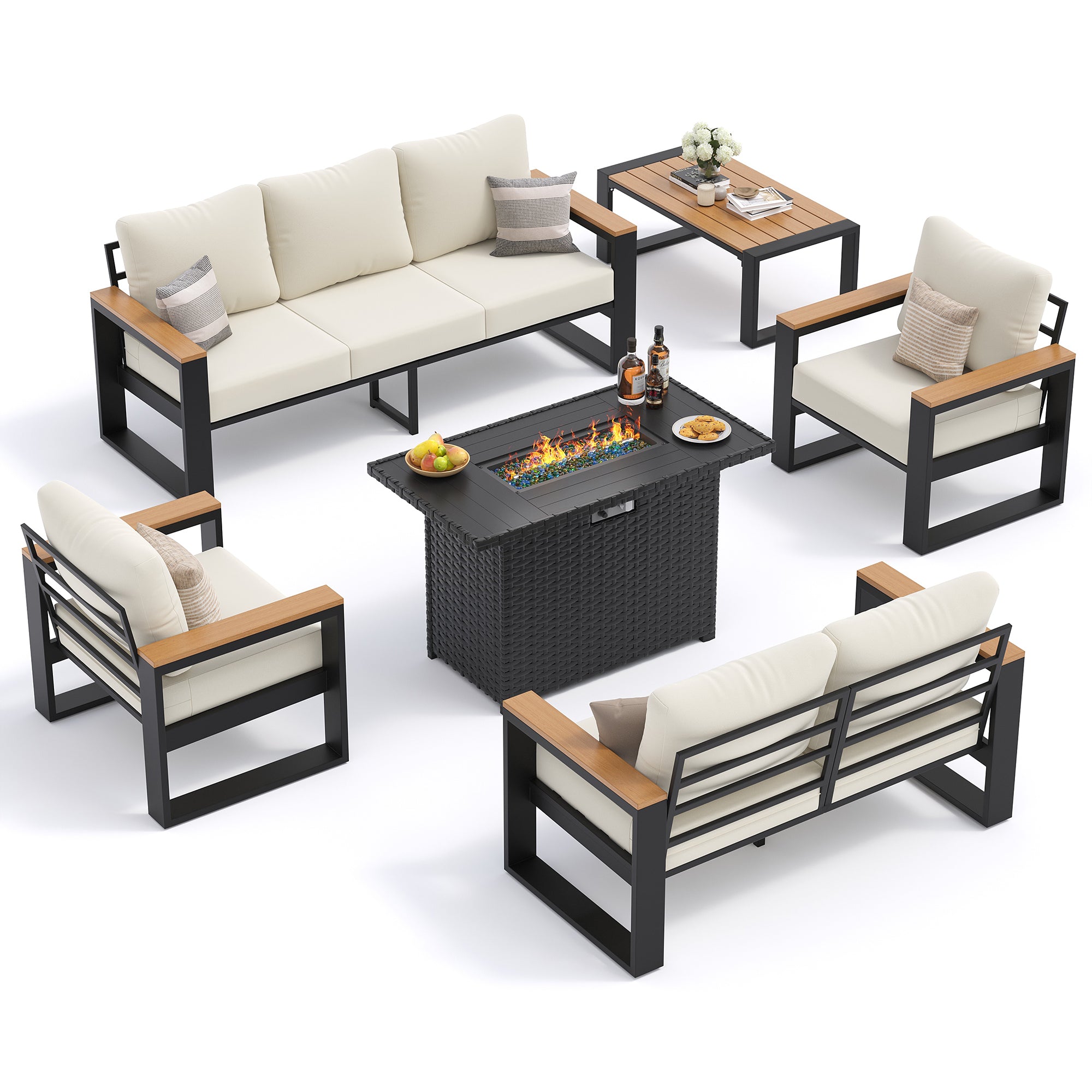 UDPATIO Aluminum Patio Furniture Set 6 Pieces, Ergonomic Backrest