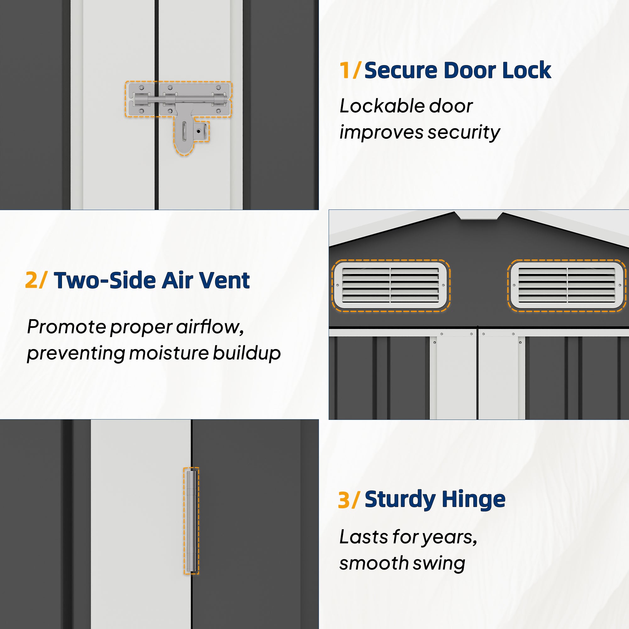 UDPATIO 10×8 FT Outdoor Storage Shed, Metal Steel All-Weather Resistant Garden Tool Shed with Sloped Roof & Lockable Door, Outside Heavy Duty Sheds for Bicycle in Patio Lawn, Garden, Backyard, Grey