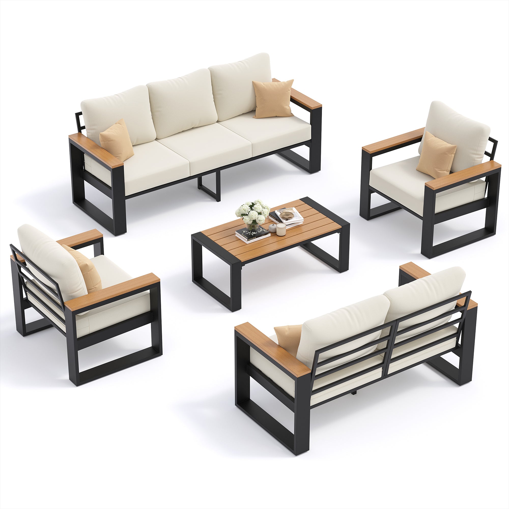 UDPATIO Aluminum Patio Furniture Set 5 Pieces, Ergonomic Backrest