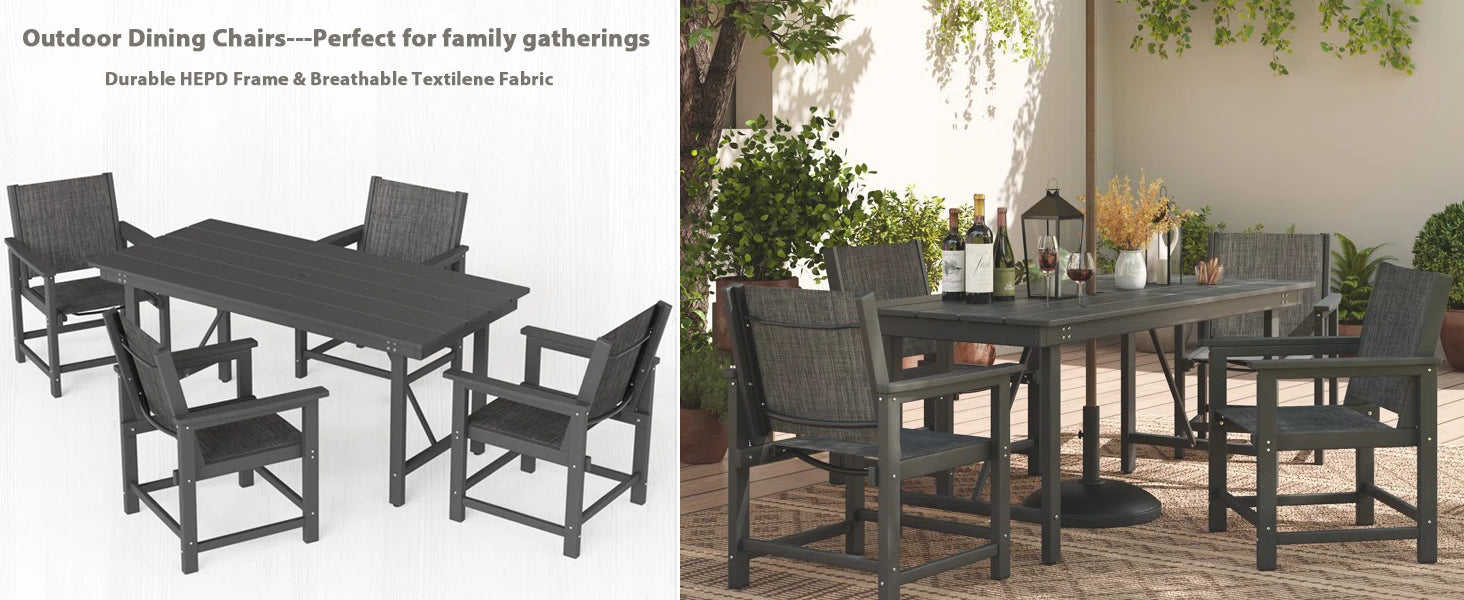 UDPATIO HDPE Outdoor Chairs Patio Dining Chair Set of 2 All Weather for Poolside Deck
