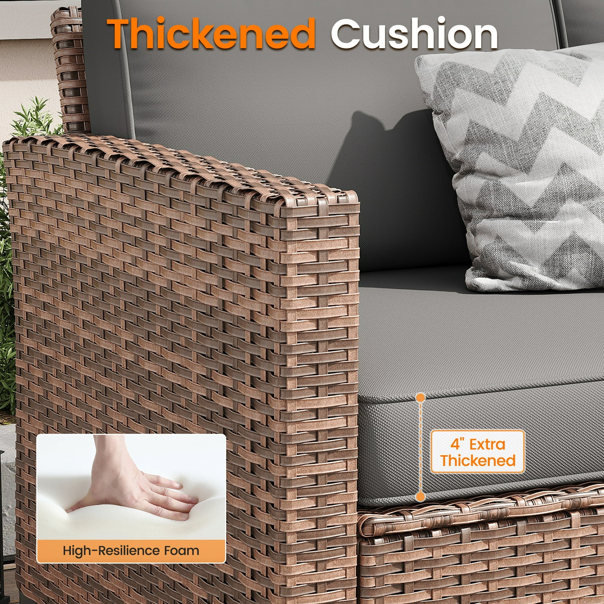 UDPATIO Patio Furniture Set, 7 Pieces Outdoor Furniture Sets with Rocking Swivel Chairs, Wicker Rattan Outdoor Conversation Set with Storage Table and Waterproof Covers for Backyard, Deck, Porch