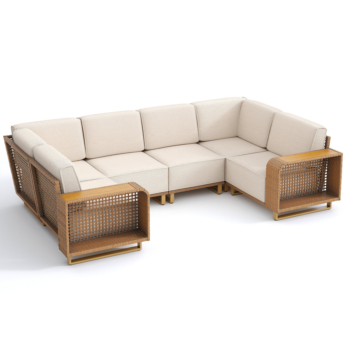UDPATIO Patio Furniture Set, 10" Thick Wicker Conversation Set, Beige