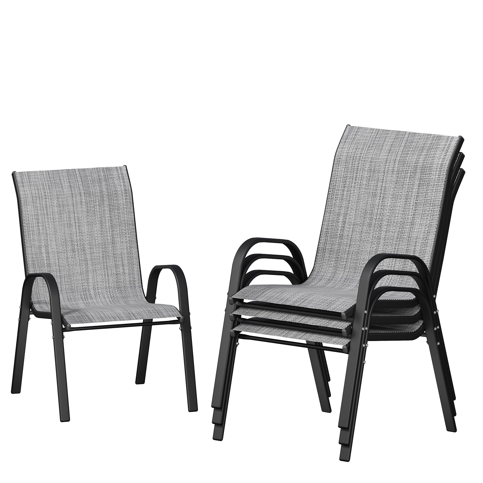 UDPATIO Patio Chairs Set of 4, Stackable Outdoor Dining Chairs with High Back, Breathable Textilene Fabric Outdoor Chair All Weather, 350LBS Capacity for Garden, Backyard (Light Grey)