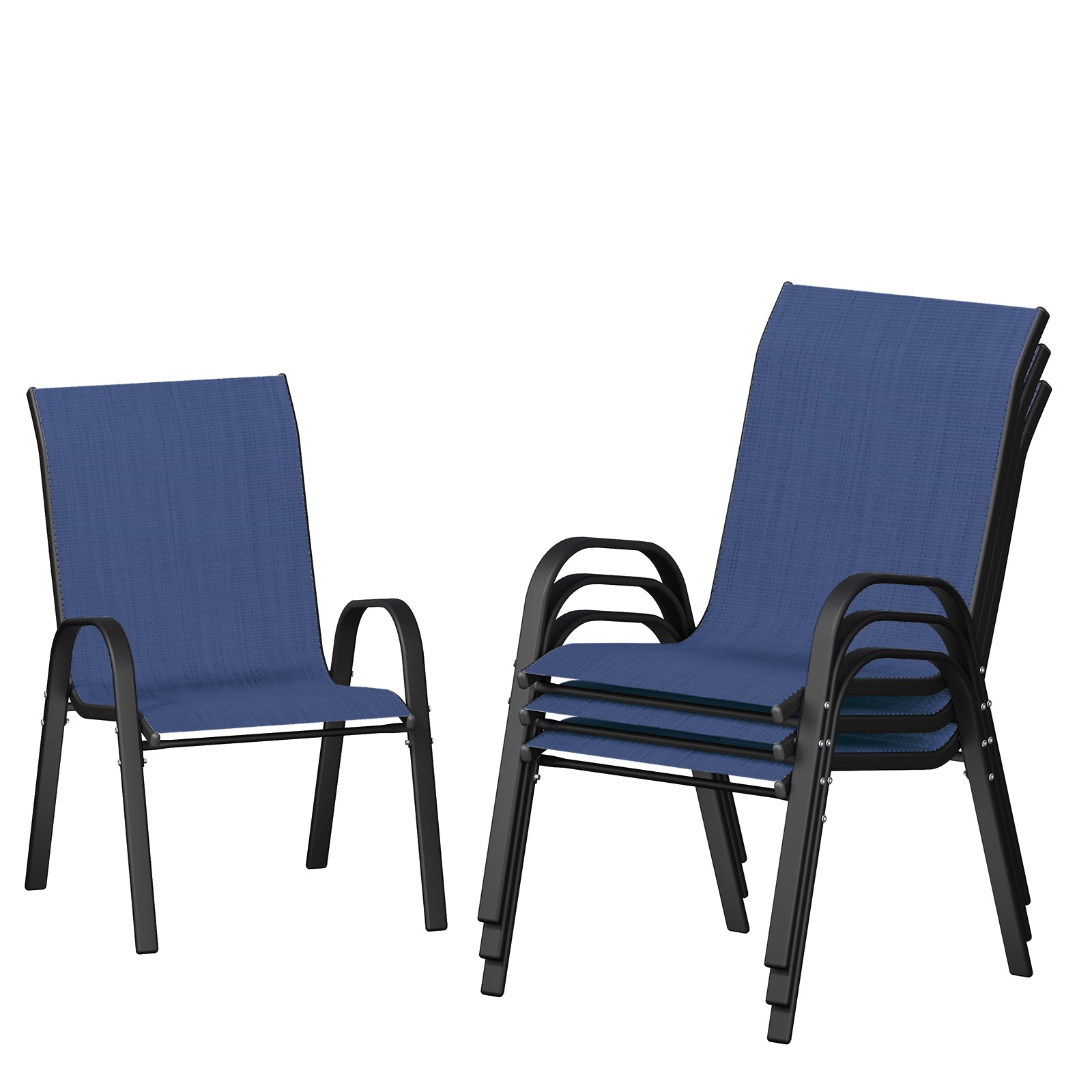 UDPATIO Patio Chairs Set of 4, Stackable Outdoor Dining Chairs with High Back, Breathable Textilene Fabric Outdoor Chair All Weather, 350LBS Capacity for Garden, Backyard (Blue)