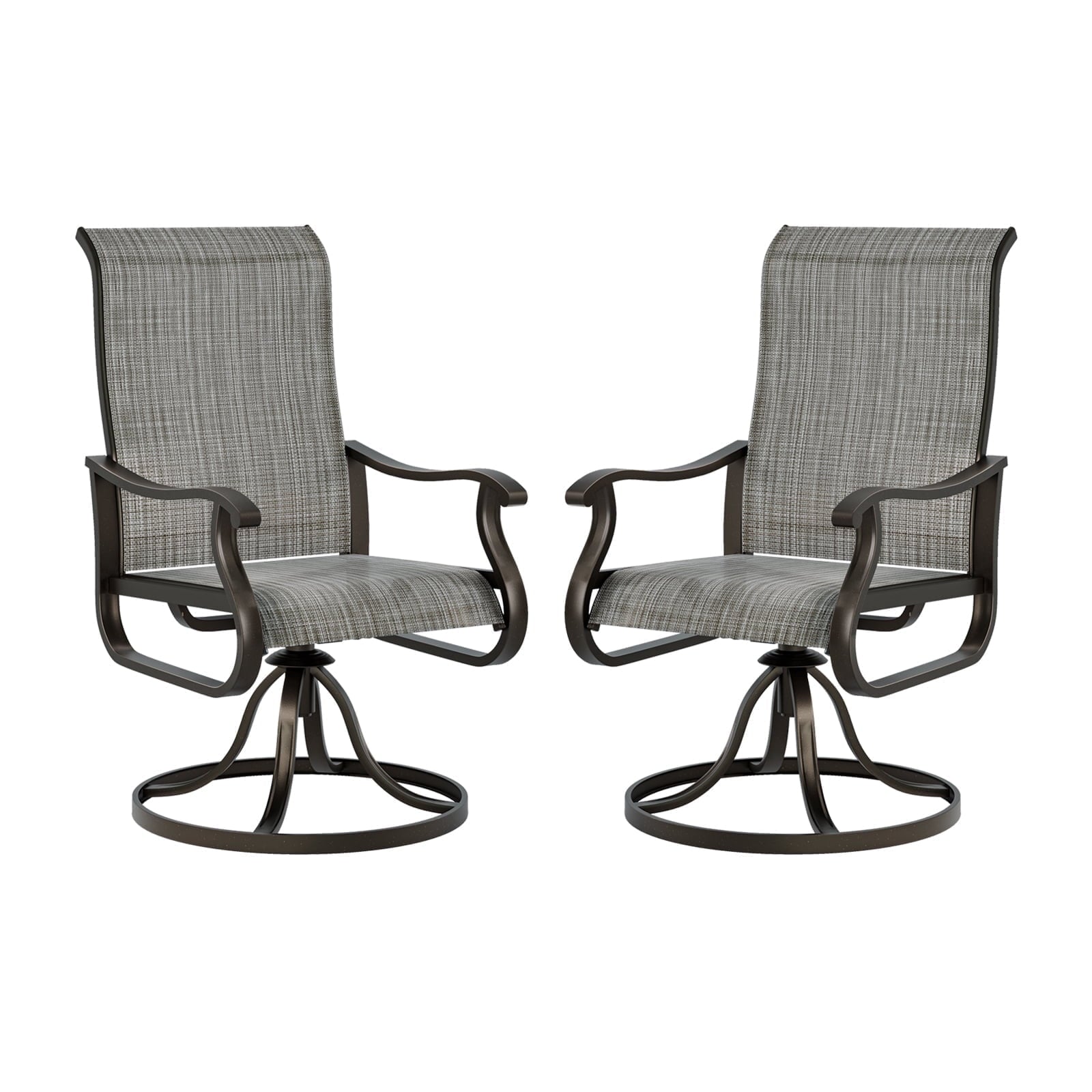 UDPATIO High Back Outdoor Dining Chairs Set of 2, All Weather Swivel Patio Chairs, Breathable Garden Outdoor Furniture for Backyard Deck