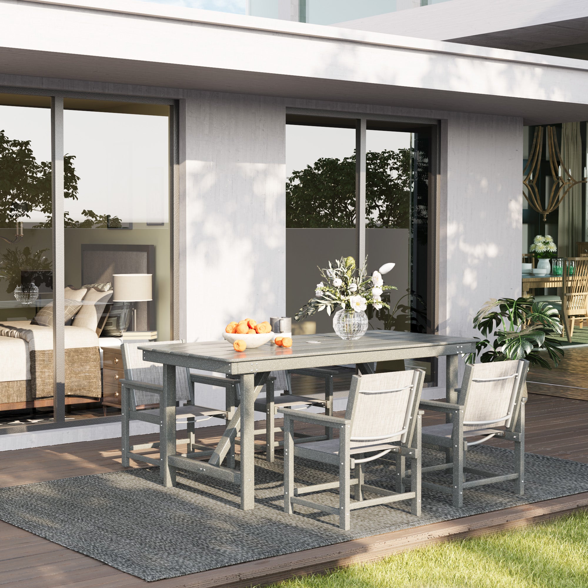 HDPE Patio Dining Set, Heavy Duty Extra-Wide Outdoor Chairs with 360 lb Load Capacity, Easy to Assembly, All-Weather Seating for Patio, Pool, Garden, Backyard