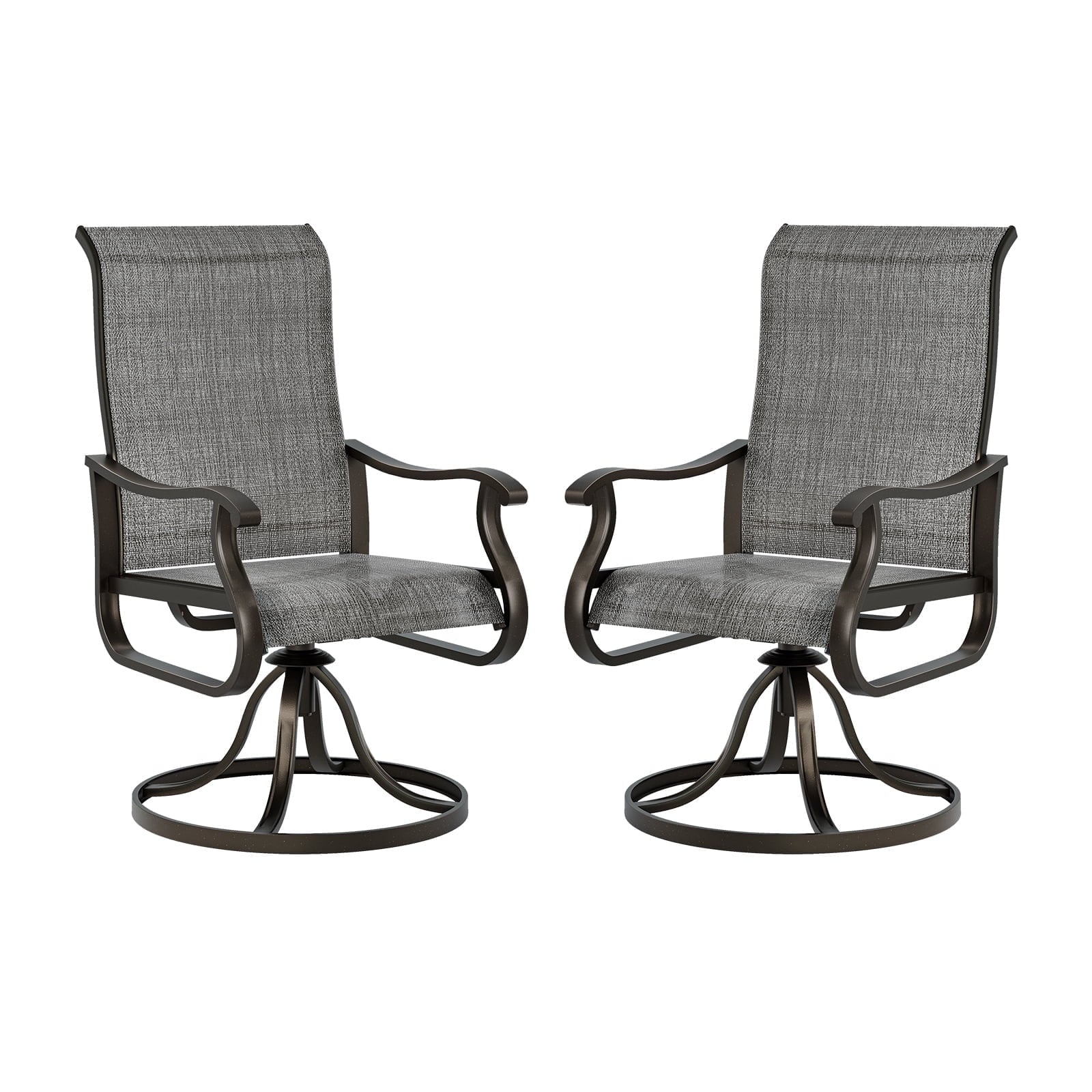 UDPATIO High Back Outdoor Dining Chairs Set of 2, All Weather Swivel Patio Chairs, Breathable Garden Outdoor Furniture for Backyard Deck