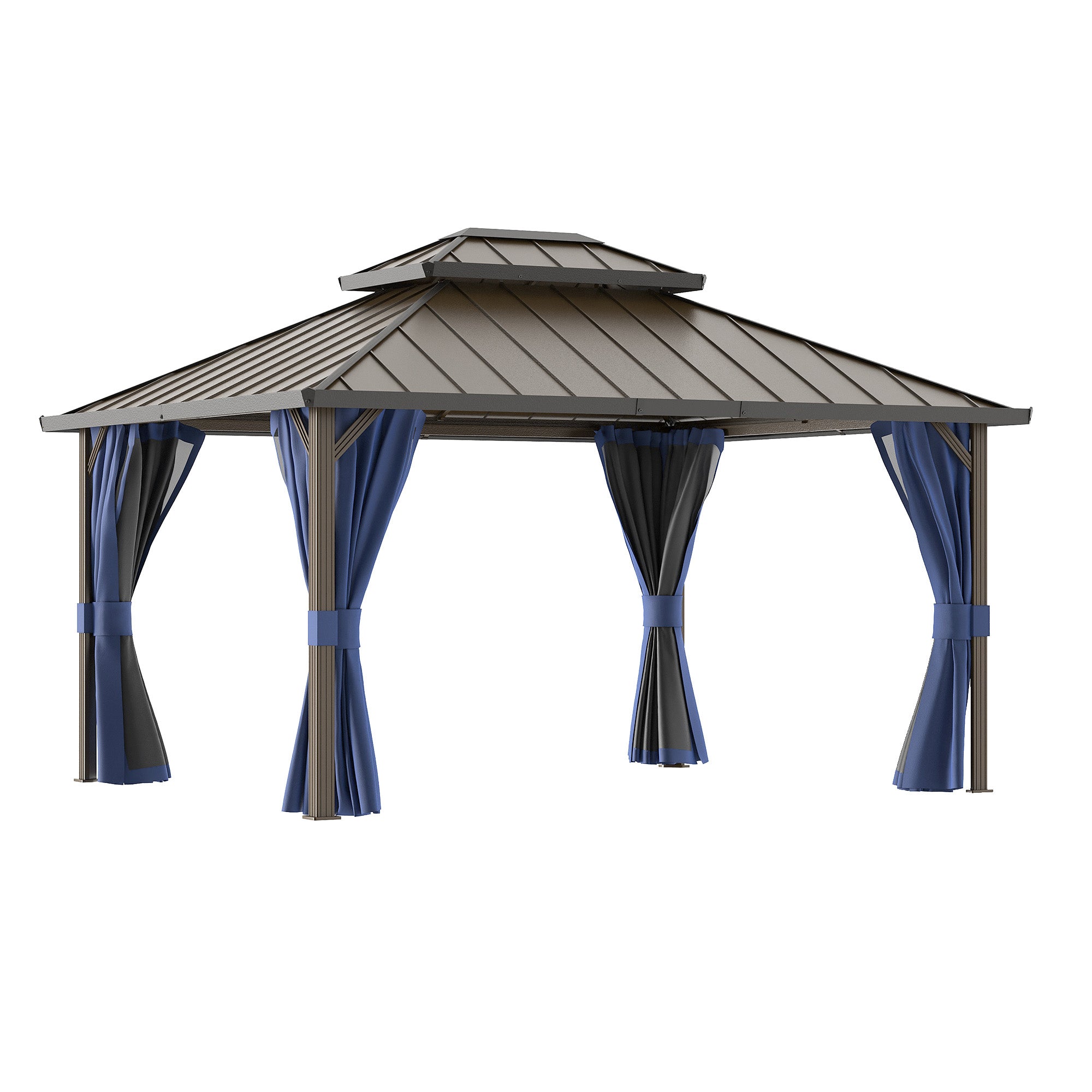 DPATIO 12'x14' Hardtop Aluminum Gazebo, Outdoor Gazebos for Patio,Navy Blue