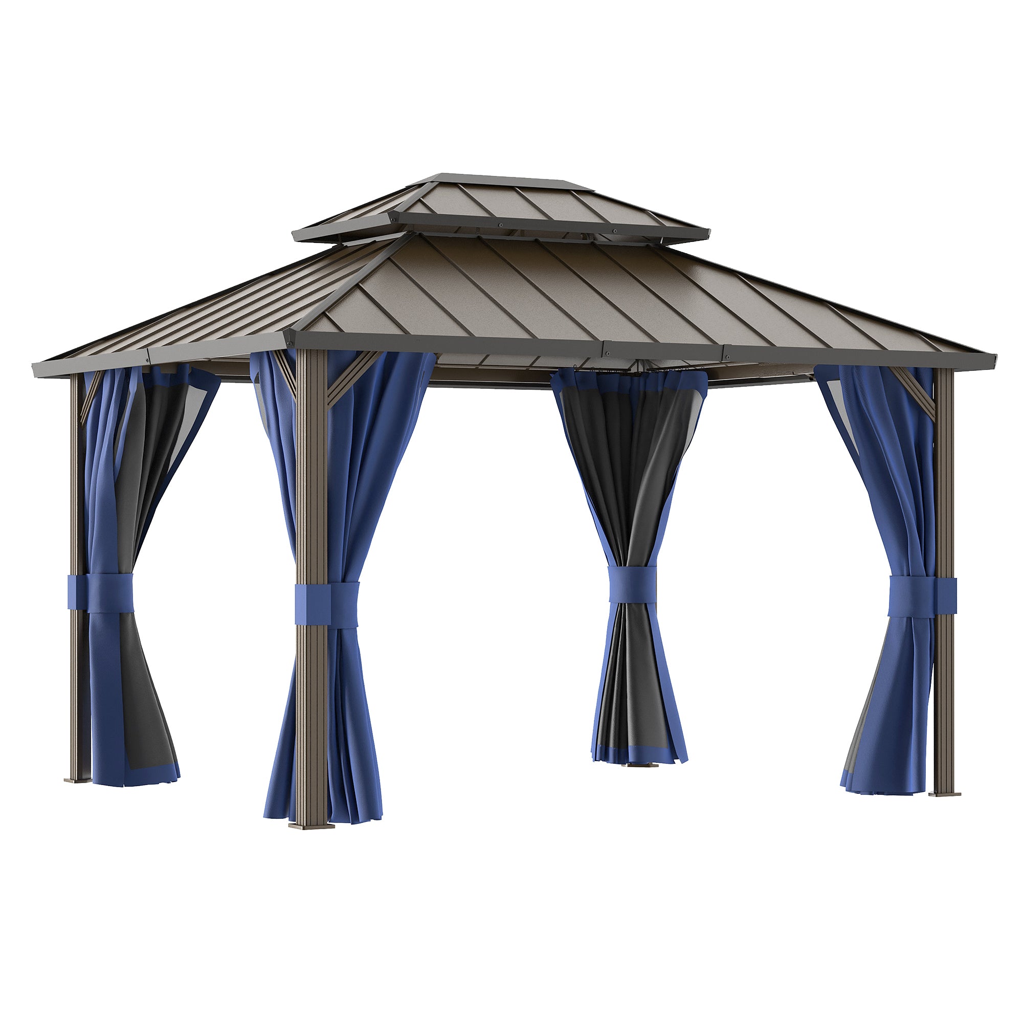 UDPATIO 10'x12' Aluminum Frame Hardtop Outdoor Gazebo with Mosquito Netting
