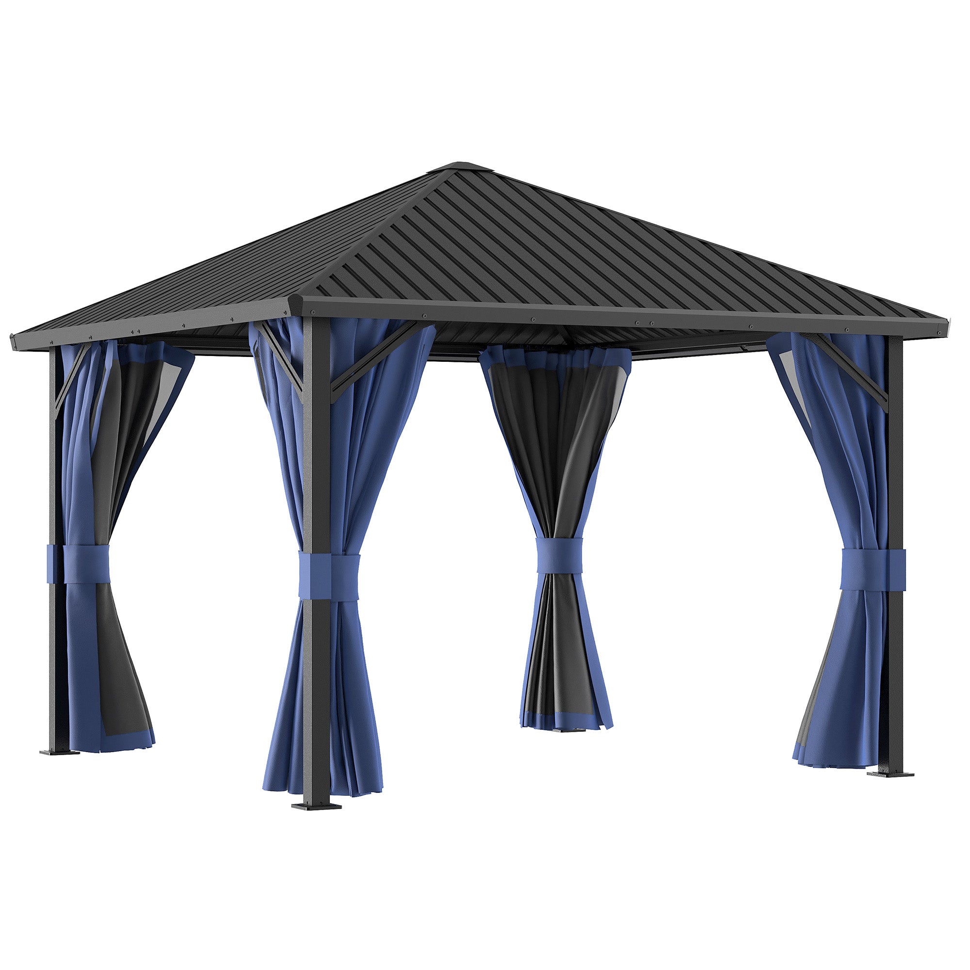 DPATIO 10'x10' Hardtop Gazebo, Outdoor Metal Gazebos for Backyard,Navy Blue