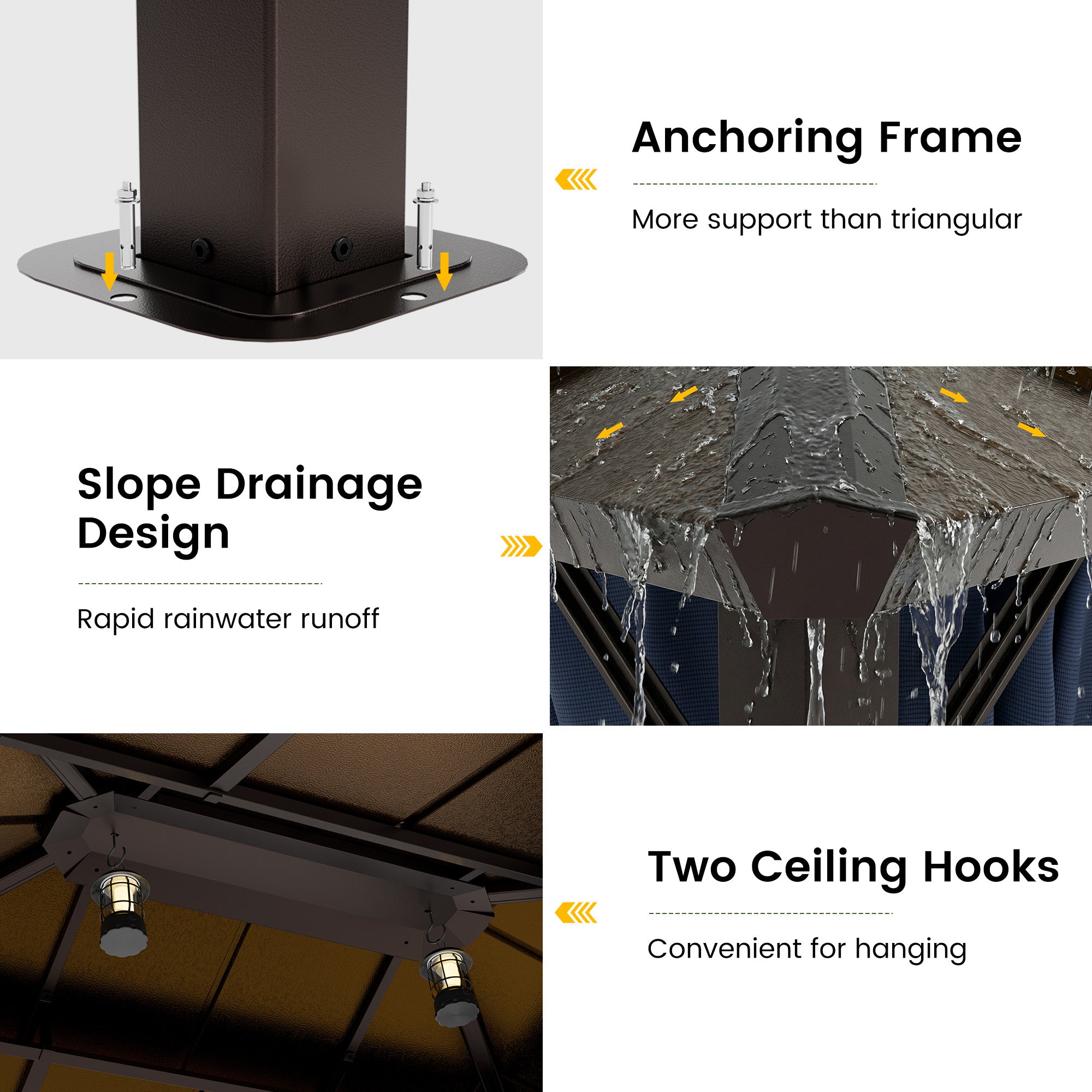 UDPATIO 10x12 Hardtop Gazebo, Aluminum Frame with Double Galvanized Steel Roof, Hard Top Patio Outdoor Metal Gazebos, Permanent Gazebo with Mosquito Netting and Curtain for Backyard, Deck, Navy Blue