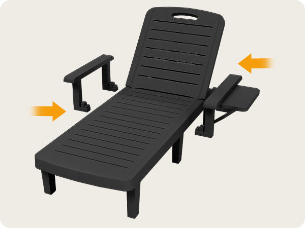 UDPATIO Oversized Pool Lounge Chairs Set of 2, Waterproof Resin Pool Chaise Lounges with Armrests and Cup Holder Tray, 5 Level Adjustable Backrest, for Poolsode, Lawn, Beach, Backyard