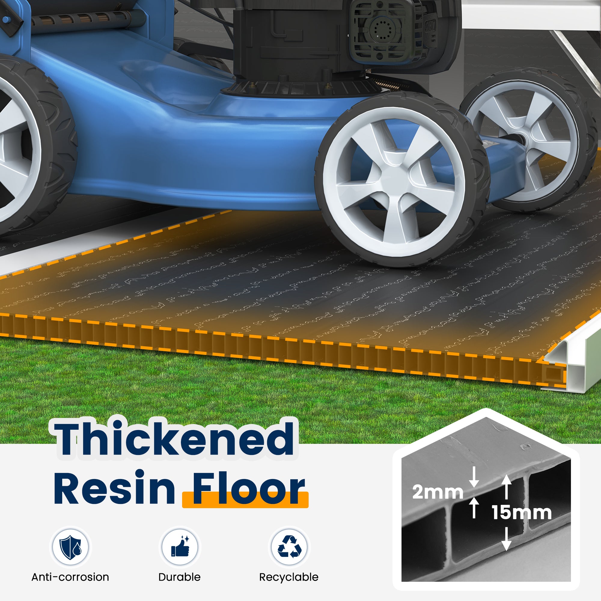 UDPATIO Storage Shed 8 x 10 FT, Resin Sheds & Outdoor Storage with Floor Large Clearance Outdoors Plastic Garden Tool Shed Tuff Outside Cottage Shed with Lockable Door for Bike, Garbage Gray White