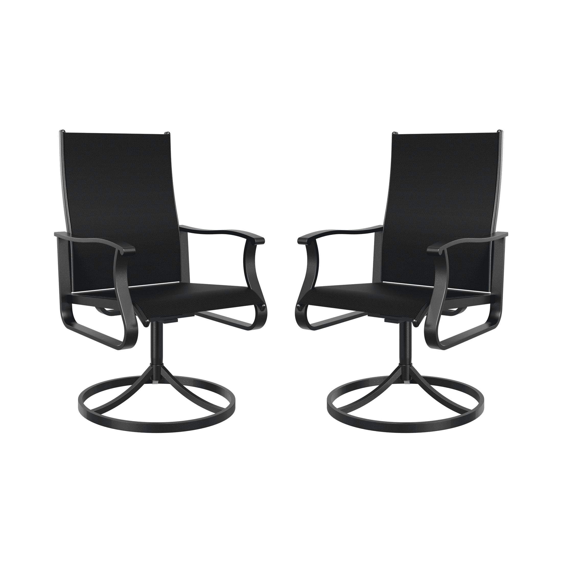 UDPATIO Low Back Outdoor Dining Chair Set of 2, 360¡ã Swivel Patio Chair Outside for Lawn Garden Backyard Deck, Black
