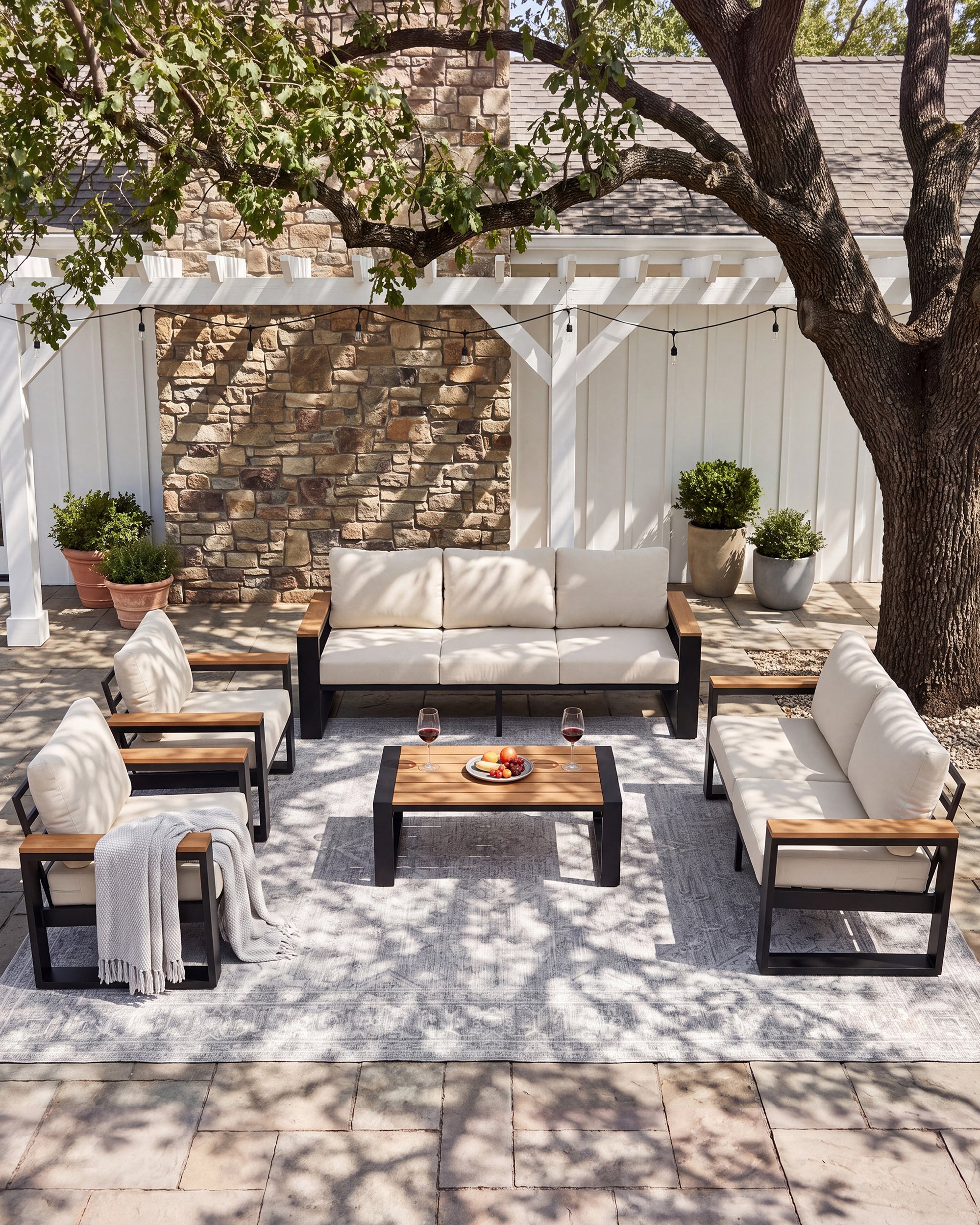 UDPATIO Aluminum Patio Furniture Set 5 Pieces, Ergonomic Backrest