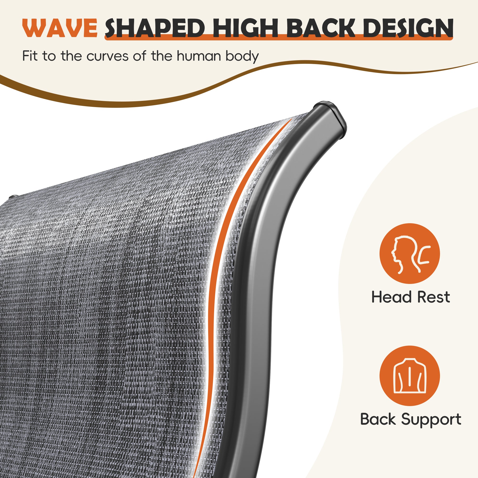 UDPATIO Patio Dining Chairs Set of 6, High Back Wide Seat Outdoor Furniture Chairs with All Weather Breathable Textilene, for Lawn Garden Backyard, Dark Grey