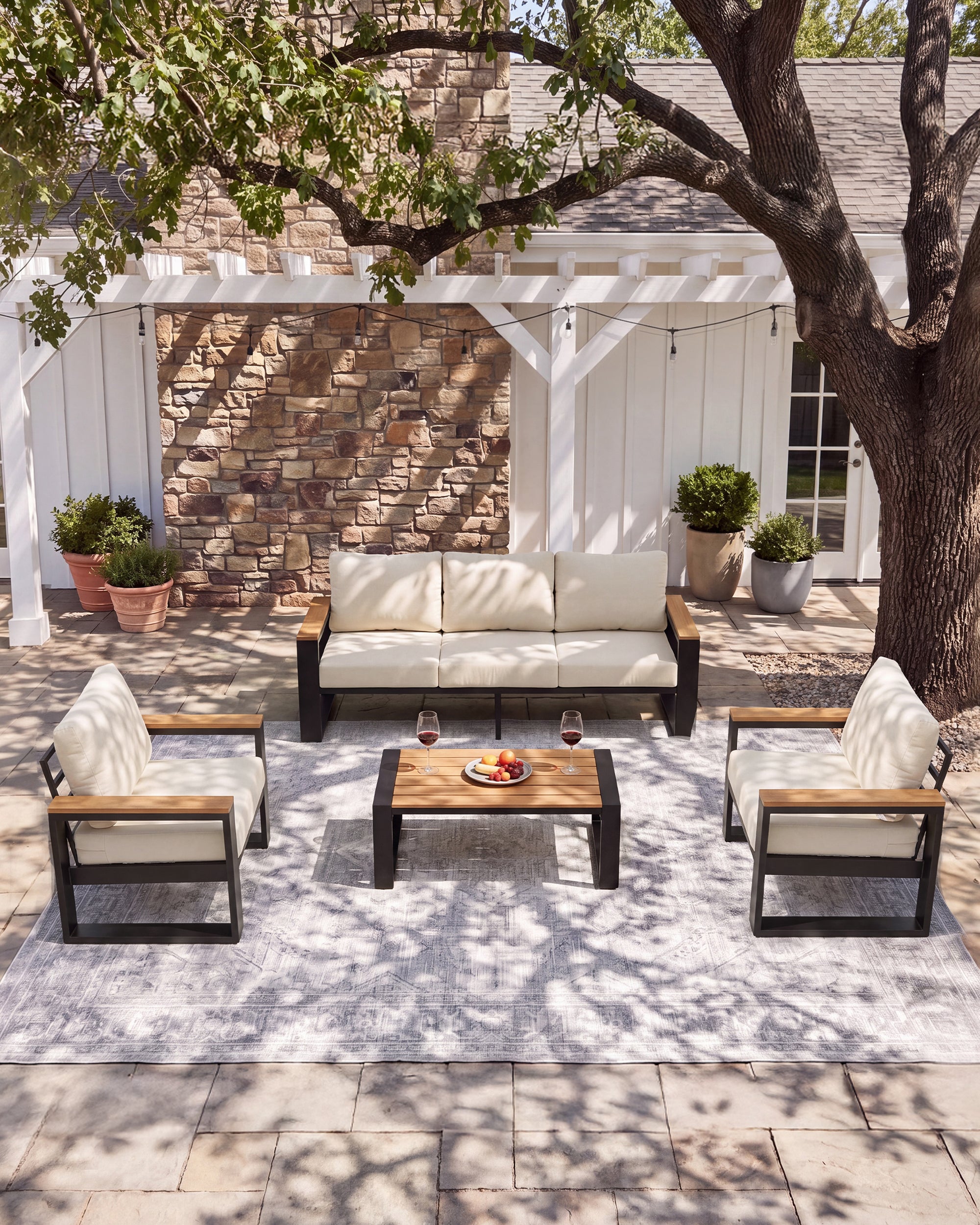 UDPATIO Aluminum Patio Furniture Set 4 Pieces, Ergonomic Backrest