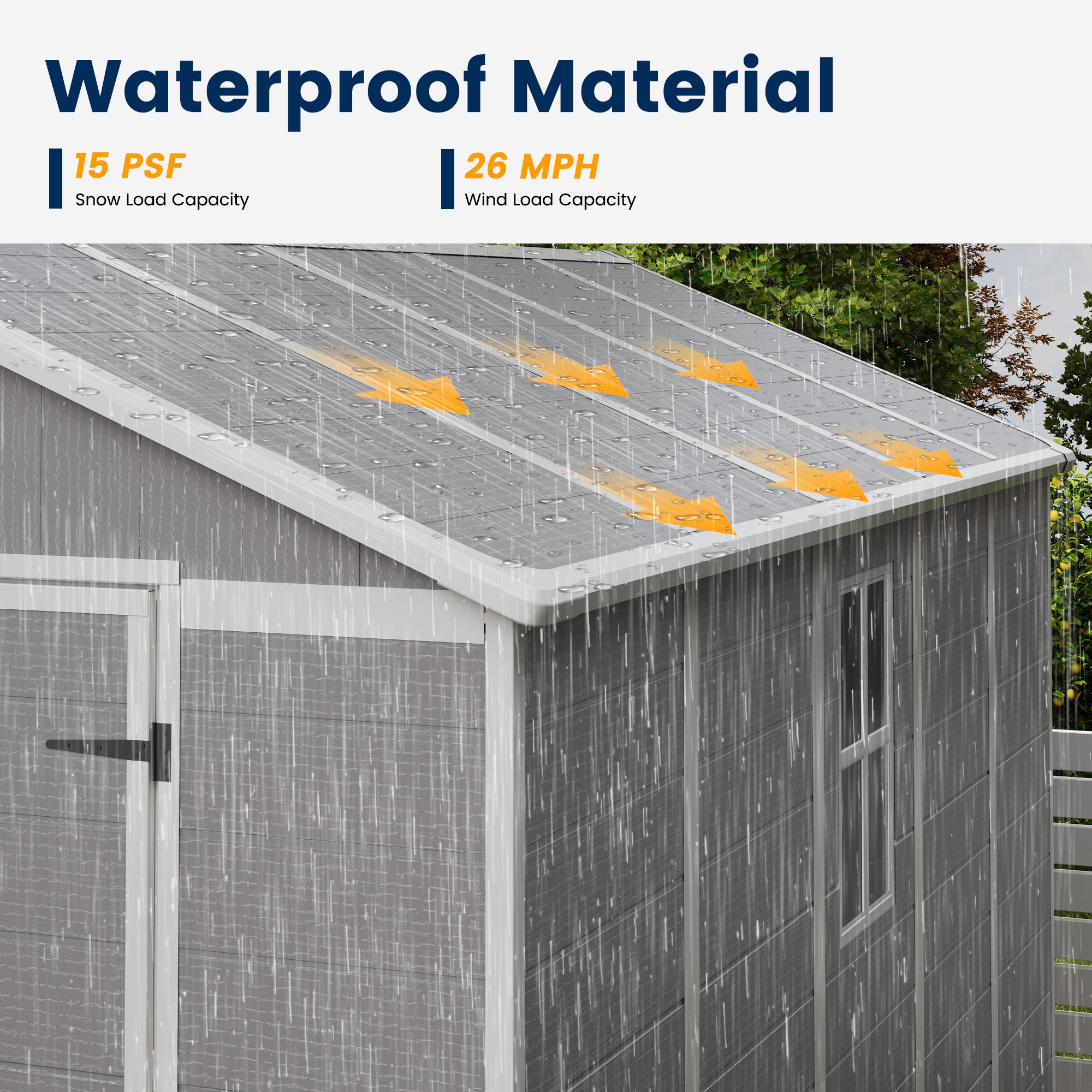 UDPATIO Storage Shed 8 x 10 FT, Resin Sheds & Outdoor Storage with Floor Large Clearance Outdoors Plastic Garden Tool Shed Tuff Outside Cottage Shed with Lockable Door for Bike, Garbage Gray White