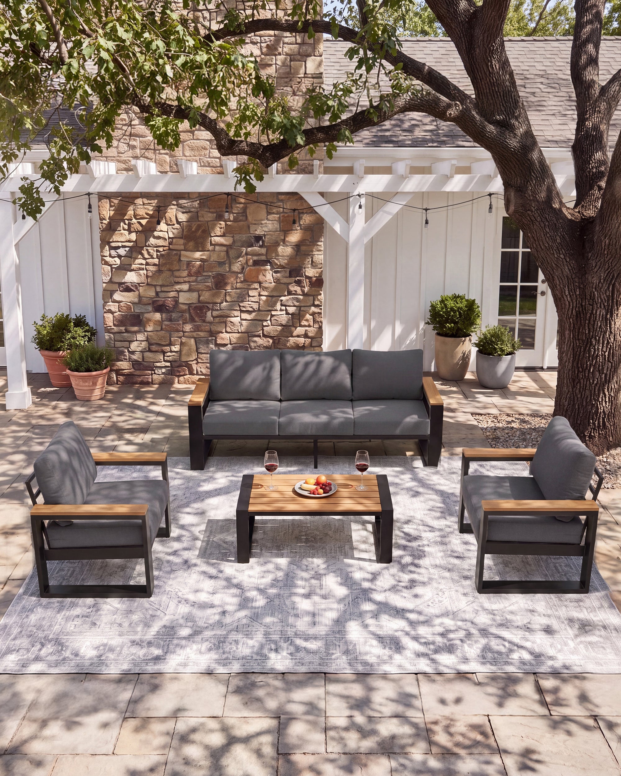 UDPATIO Aluminum Patio Furniture Set 4 Pieces, Ergonomic Backrest