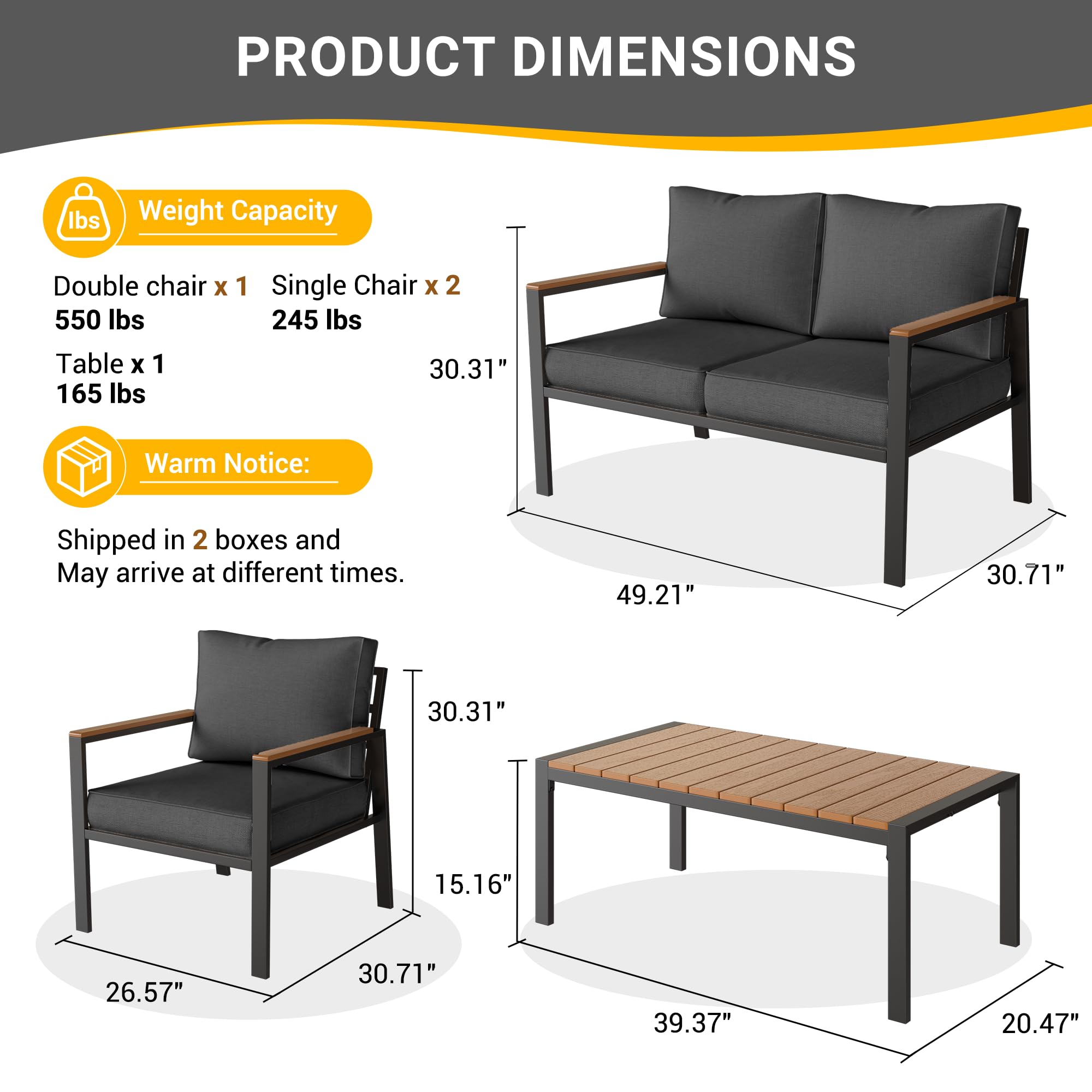 Metal Outdoor Patio Furniture Set