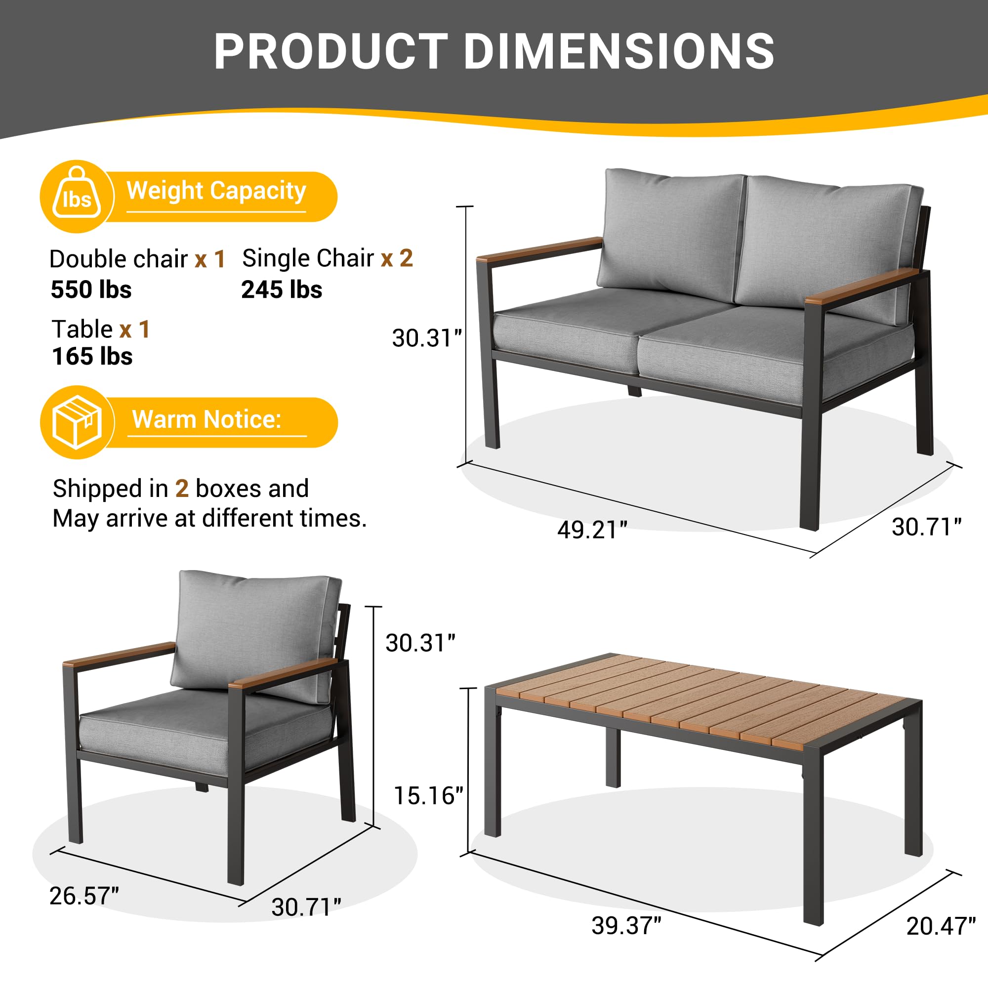 Metal Outdoor Patio Furniture Set