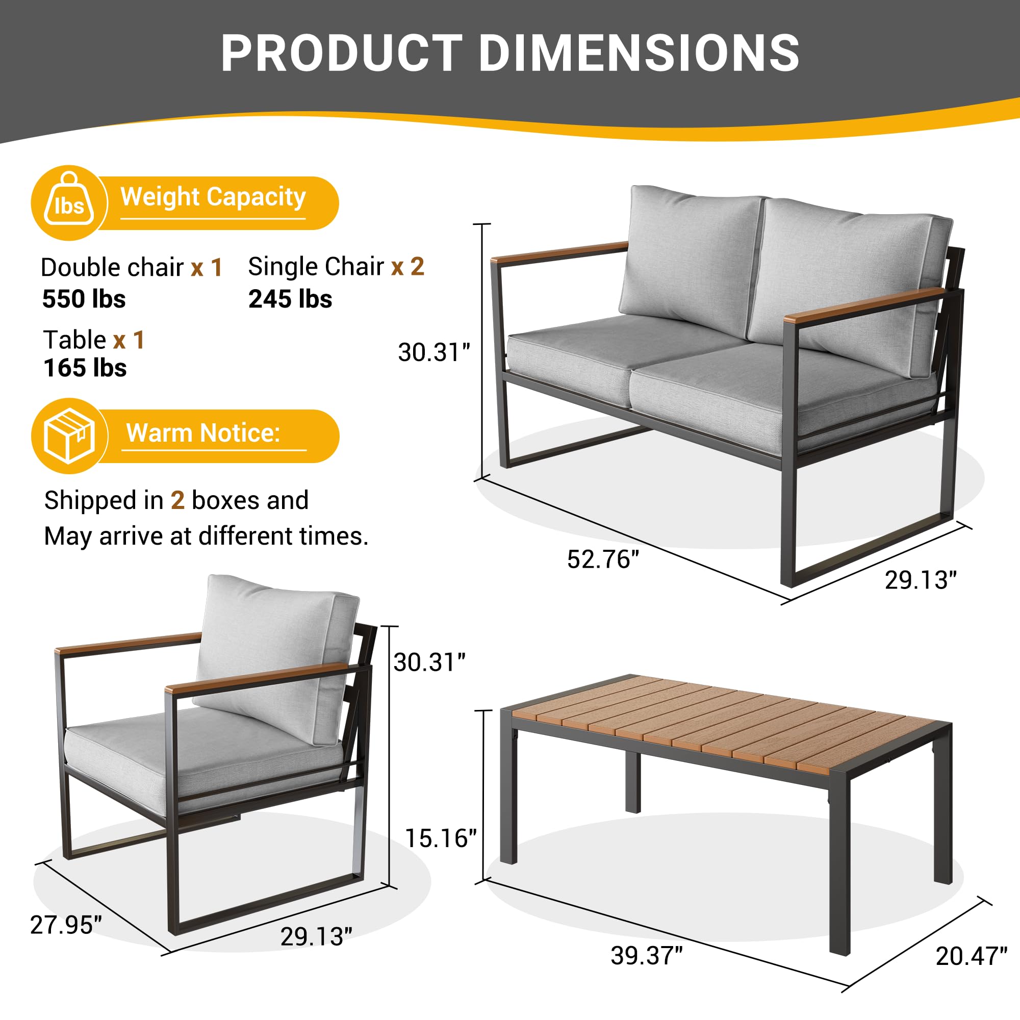 Metal Outdoor Patio Furniture Set