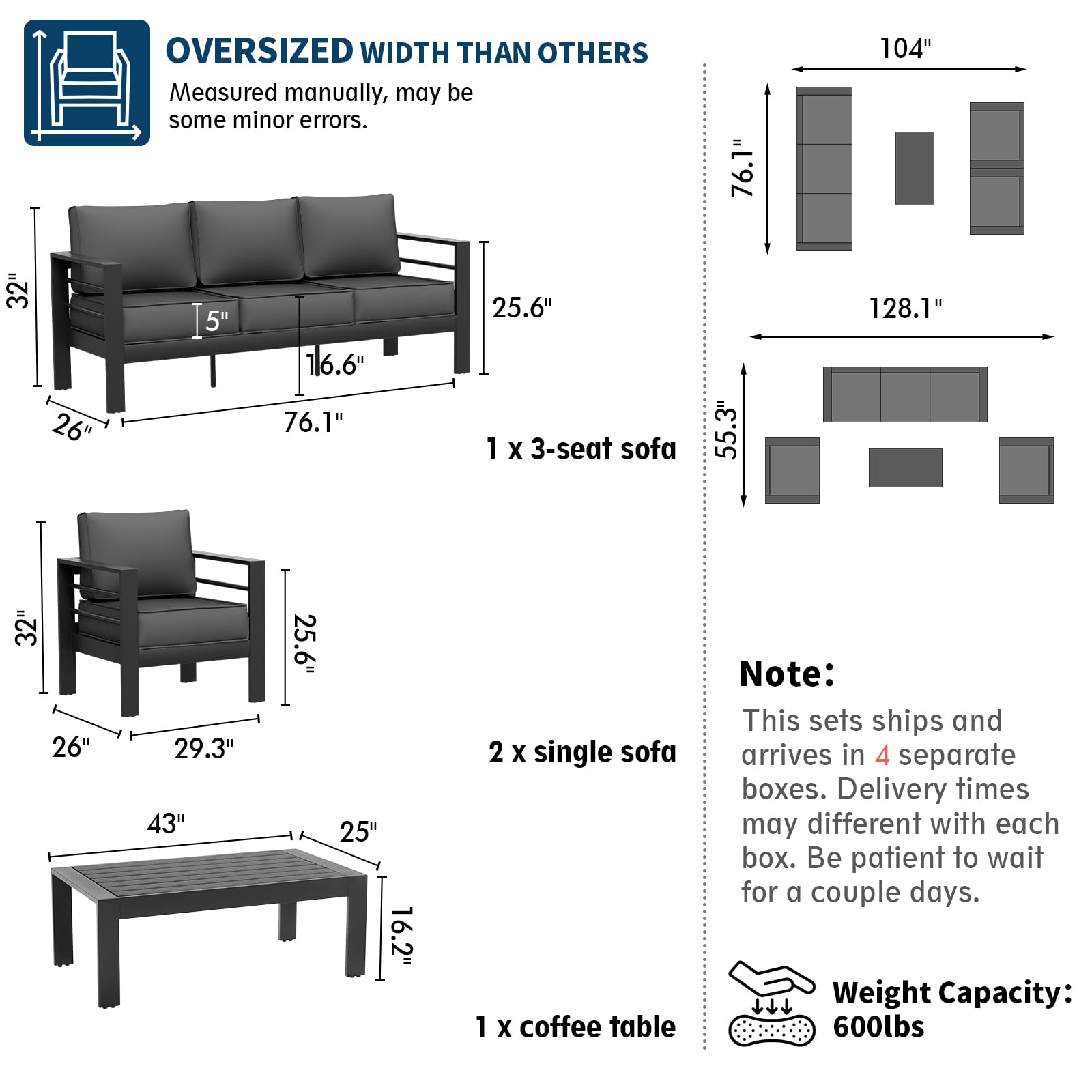 B0D6RNHJVQ Aluminum Patio Furniture Set