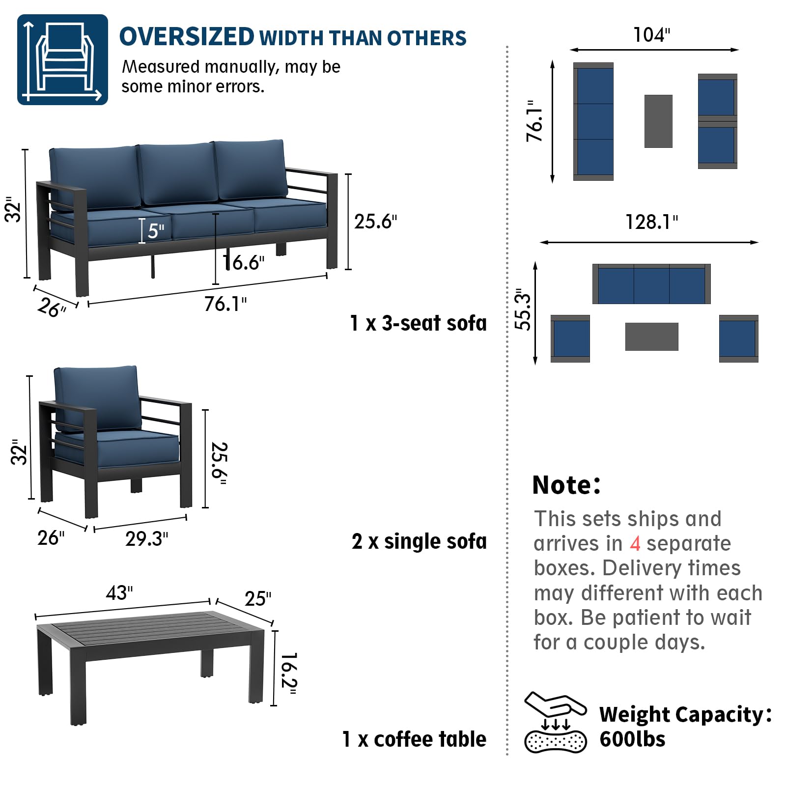 B0D6RNHJVQ Aluminum Patio Furniture Set