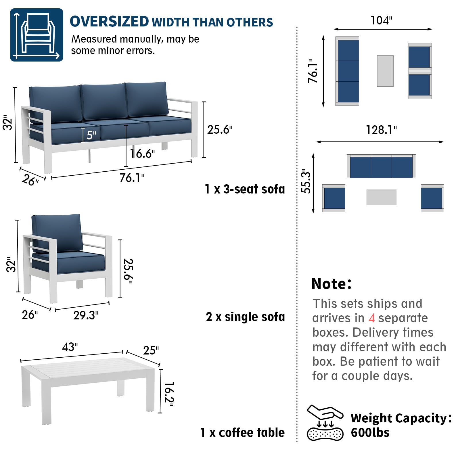 B0D6RNHJVQ Aluminum Patio Furniture Set