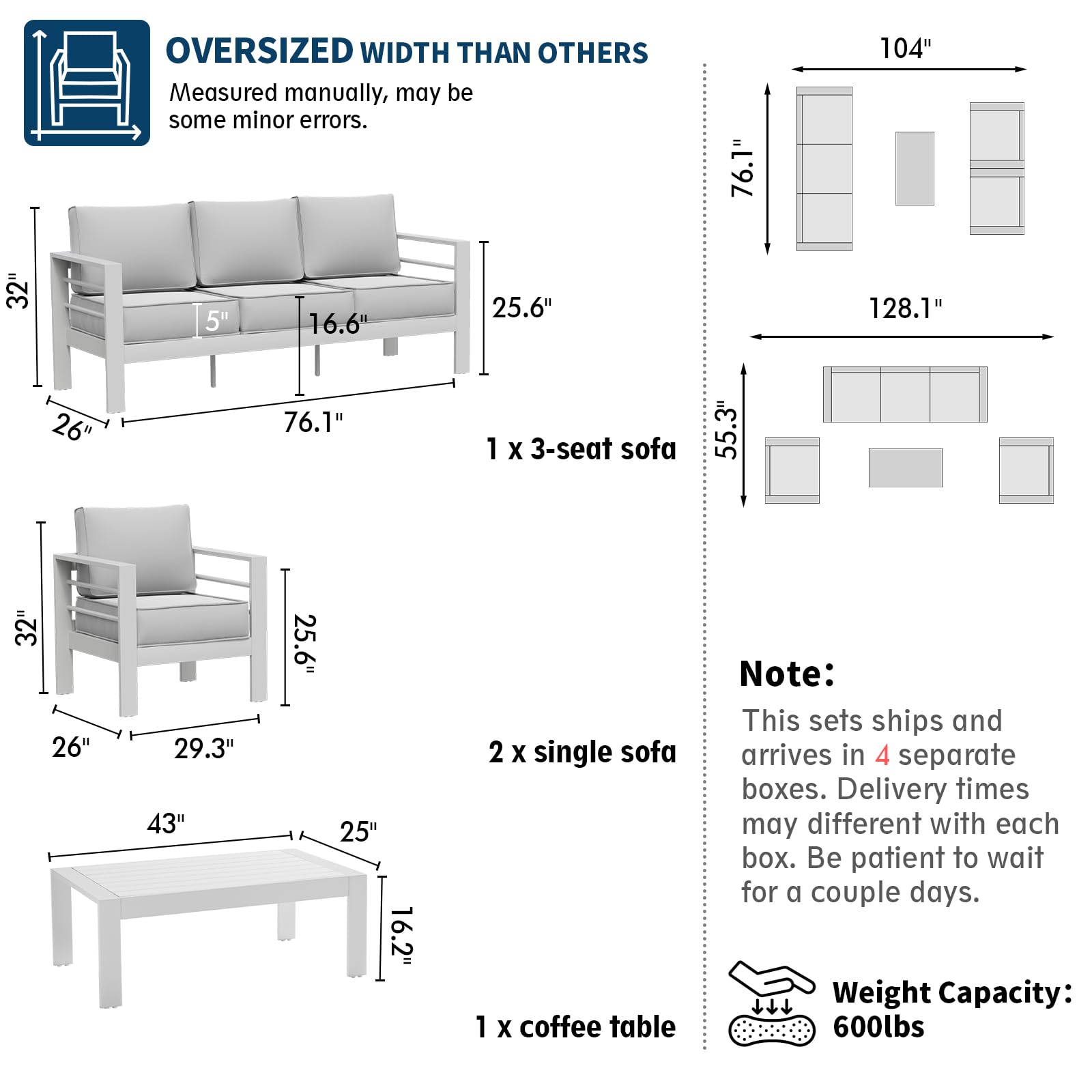 B0D6RNHJVQ Aluminum Patio Furniture Set