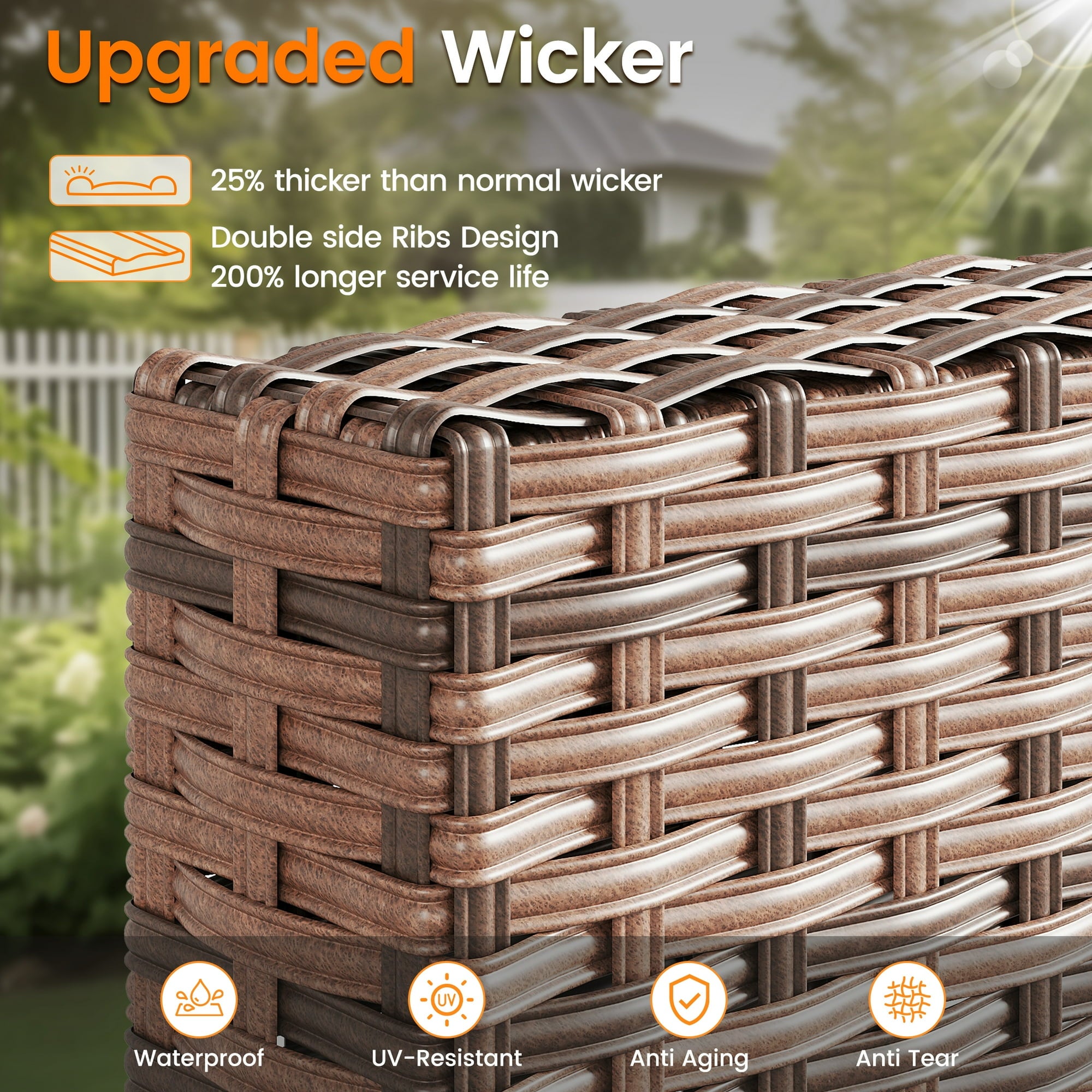 UDPATIO Patio Furniture Set, 7 Pieces Outdoor Furniture Sets with Rocking Swivel Chairs, Wicker Rattan Outdoor Conversation Set with Storage Table and Waterproof Covers for Backyard, Deck, Porch