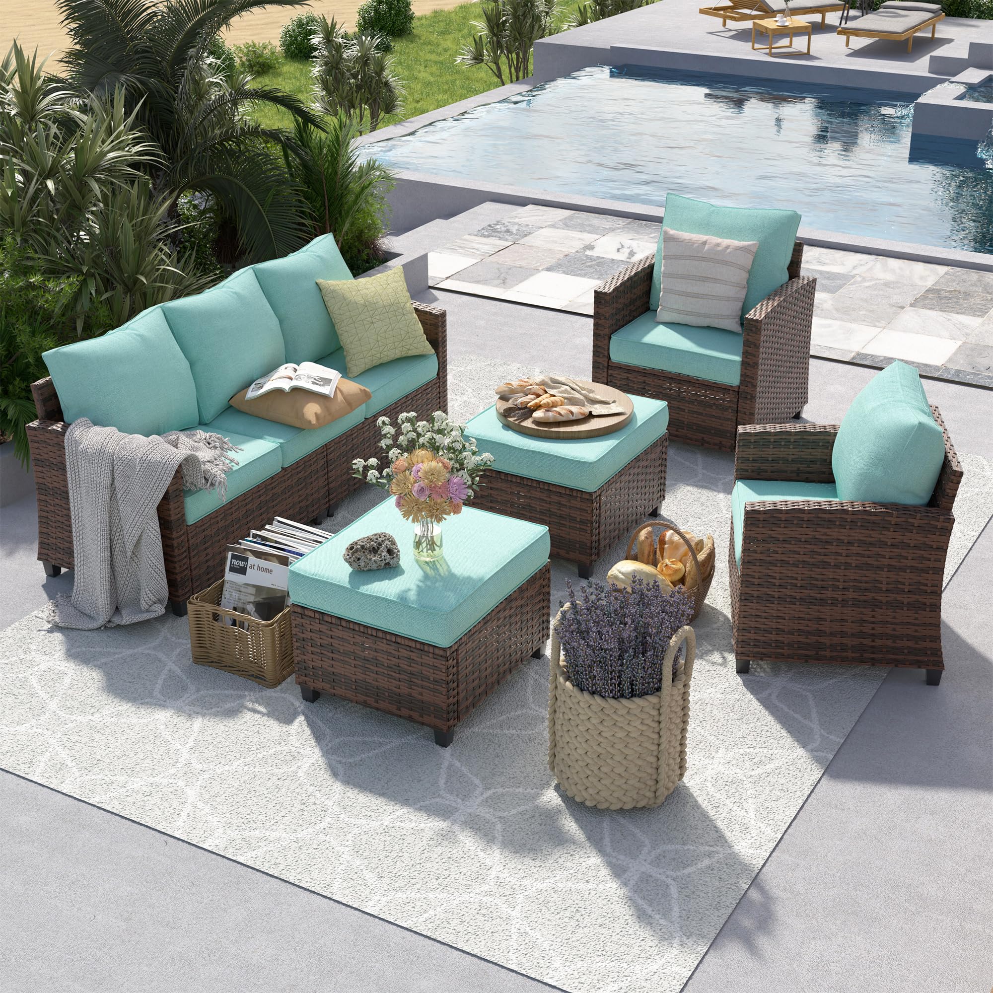 Patio Furniture Set, 5 Pieces Outdoor Sectional Sofa Set