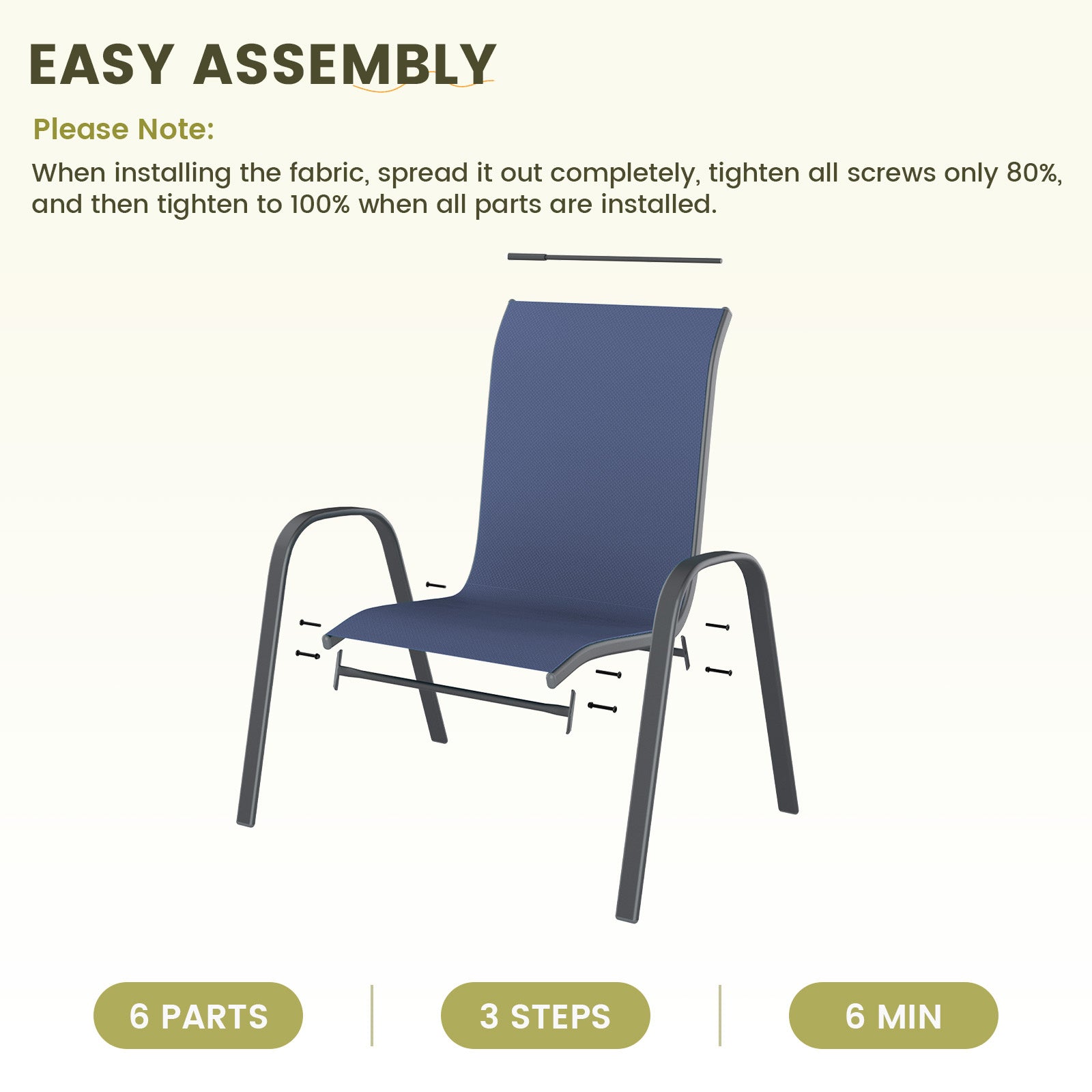 UDPATIO Patio Chairs Set of 4, Stackable Outdoor Dining Chairs with High Back, Breathable Textilene Fabric Outdoor Chair All Weather, 350LBS Capacity for Garden, Backyard (Blue)