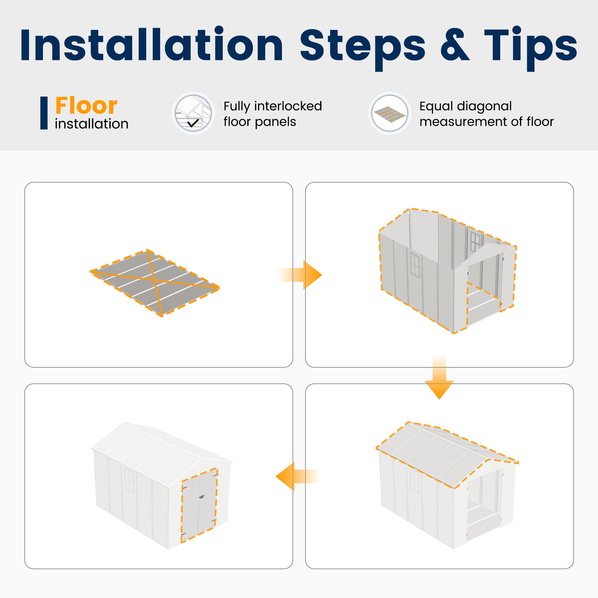 UDPATIO Resin Storage Shed 8 x 10 FT, Outdoor Garden Sheds with Floor Plastic Patio Outdoor Storage with Lockable Door for Bike, Garbage Sandstone