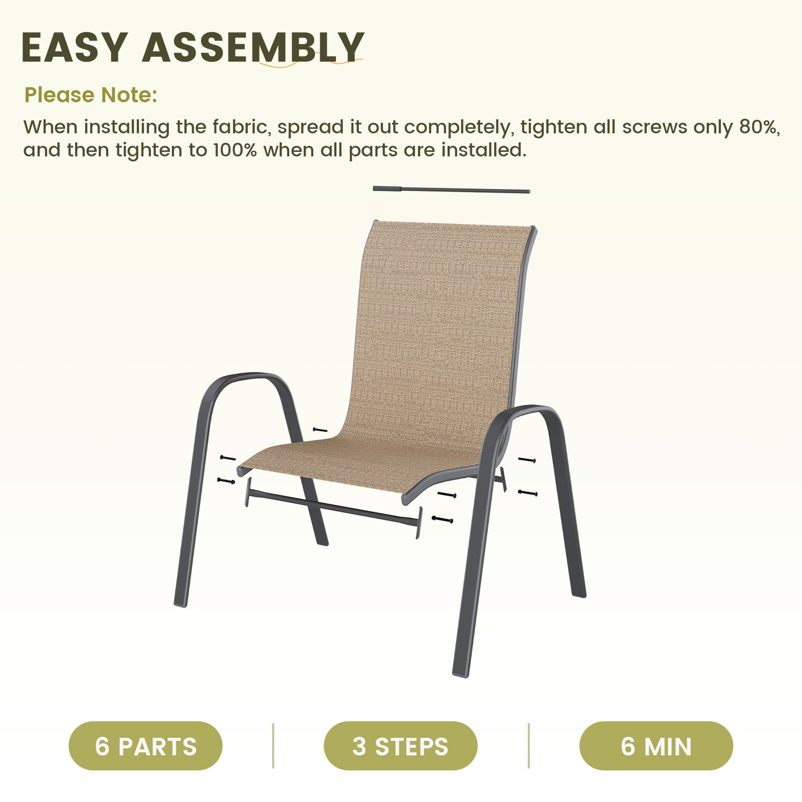 UDPATIO Patio Chairs Set of 4, Stackable Outdoor Dining Chairs with High Back, Breathable Outdoor Chair All Weather Textilene Fabric, 350LBS Capacity for Garden, Backyard (Brown)