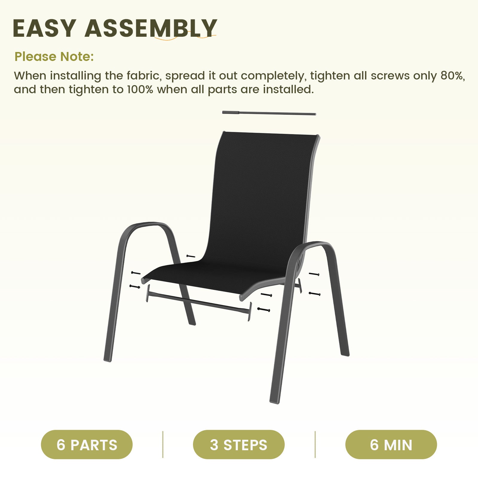 UDPATIO Patio Chairs Set of 4, Stackable Outdoor Dining Chairs with High Back, Breathable Textilene Fabric Outdoor Chair All Weather, 350LBS Capacity for Garden, Backyard (Black)