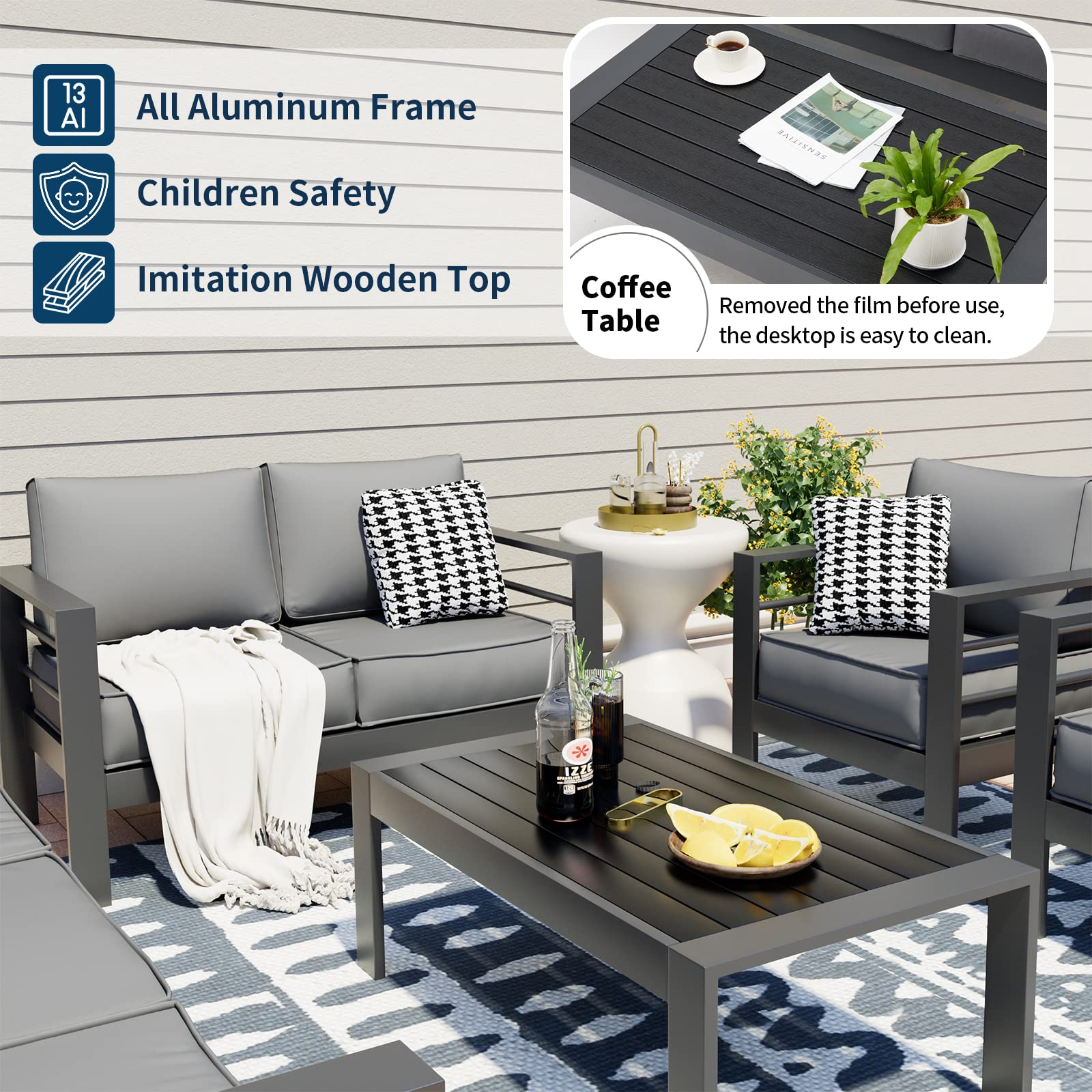 B0D6RNHJVQ Aluminum Patio Furniture Set