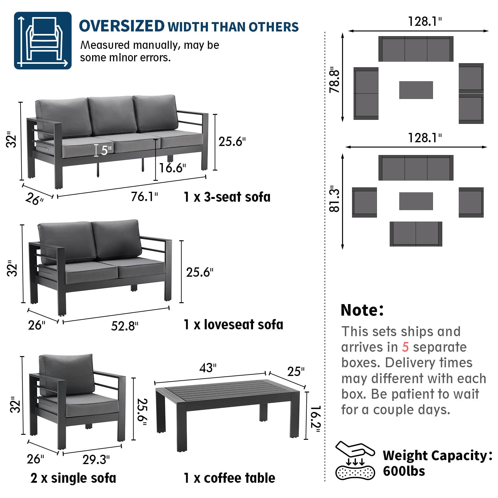 B0D6RNHJVQ Aluminum Patio Furniture Set