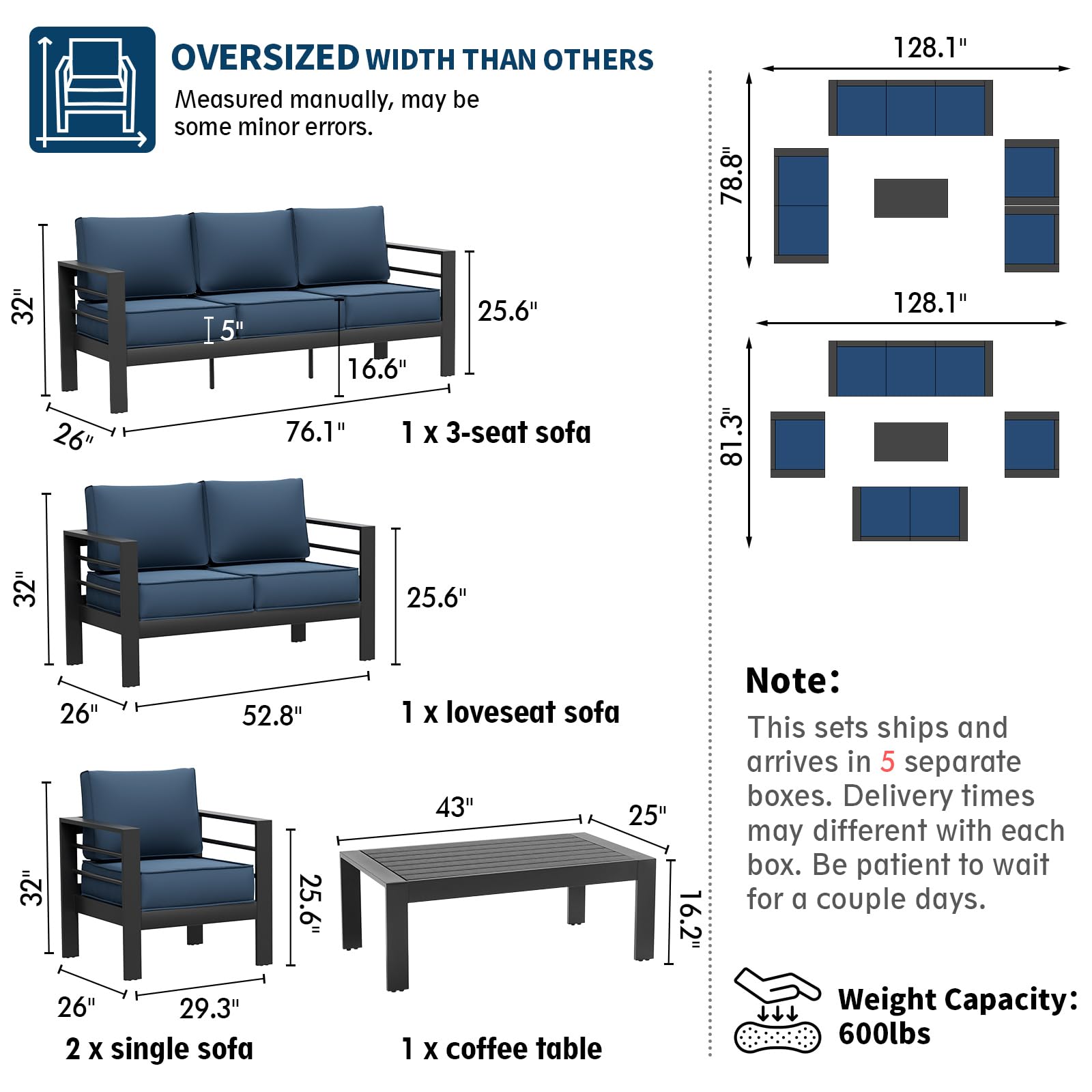 B0D6RNHJVQ Aluminum Patio Furniture Set