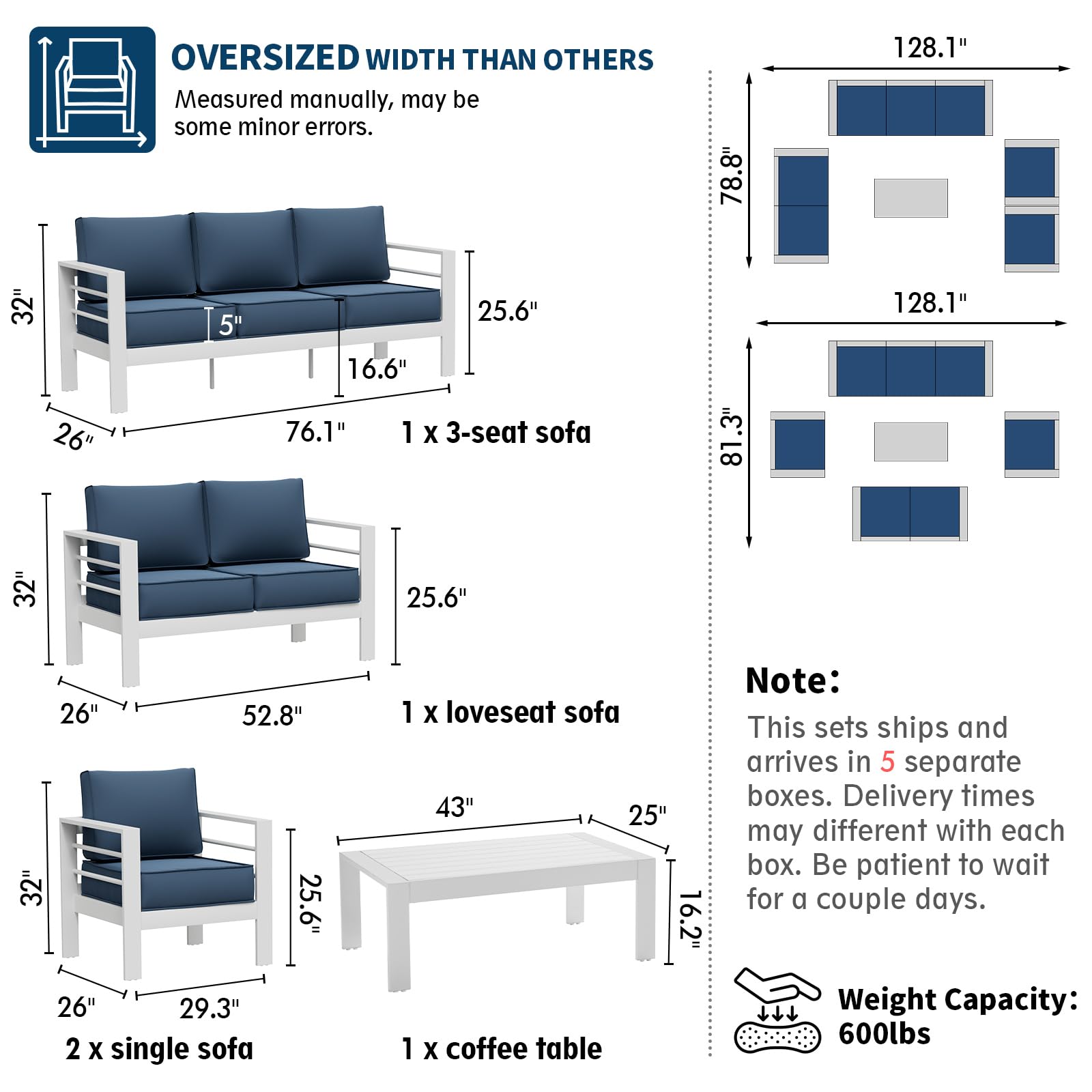 B0D6RNHJVQ Aluminum Patio Furniture Set