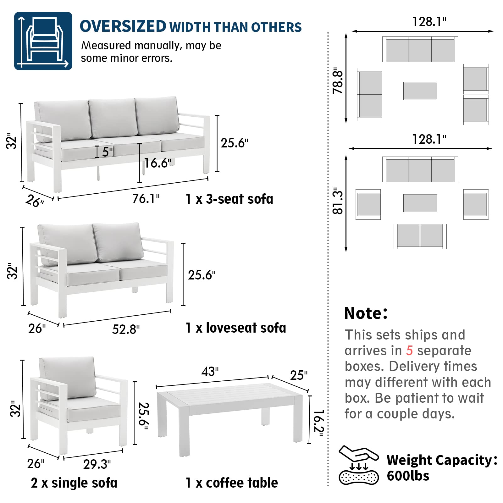 B0D6RNHJVQ Aluminum Patio Furniture Set