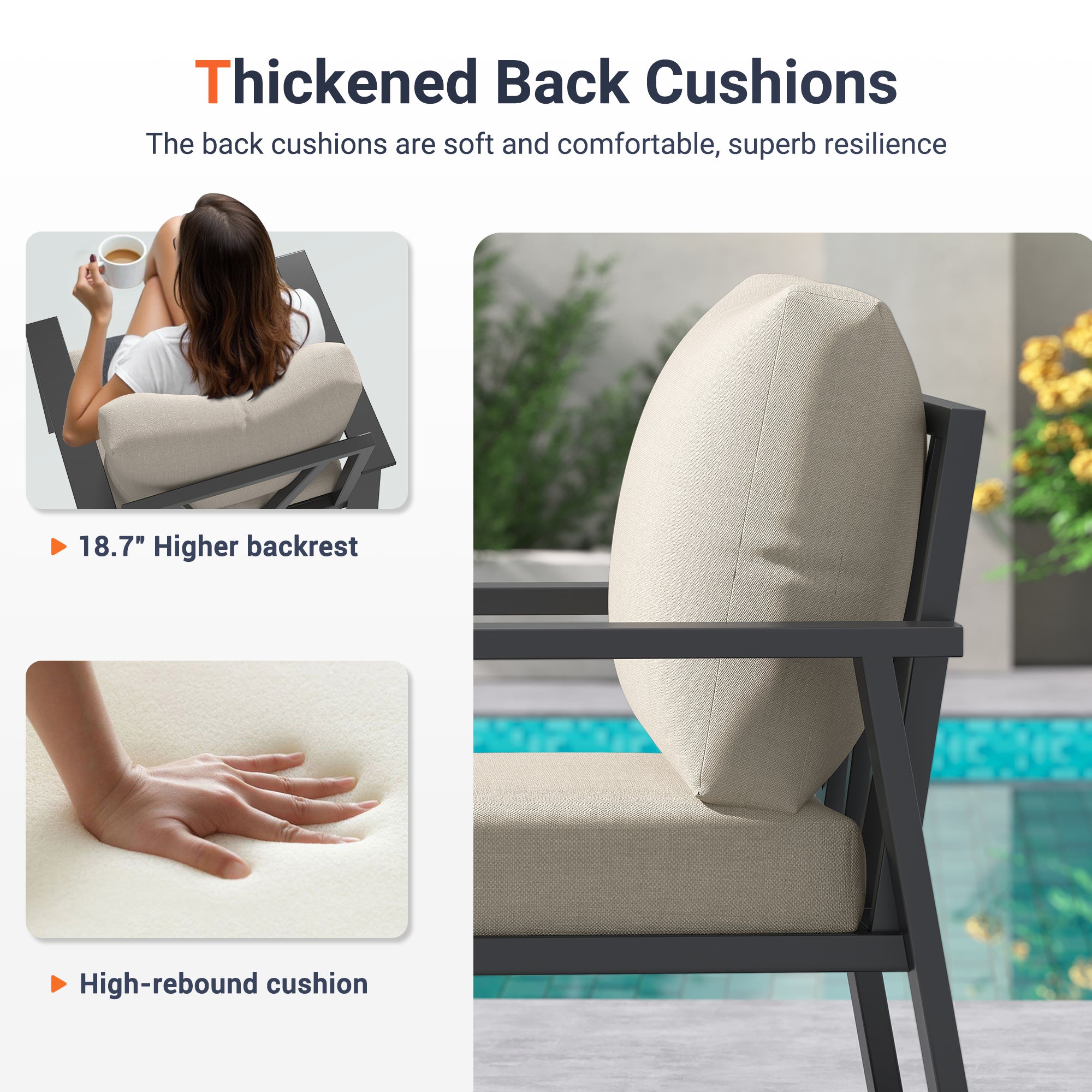 UDPATIO Aluminum Patio Furniture Set, 4 Pieces Sectional Metal Conversation Sofa Modern Seating Set with Coffee Table for  Outdoor Garden Backyard, Beige