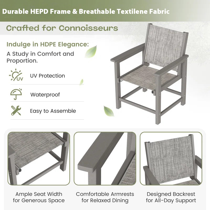 UDPATIO 6-Pack HDPE Patio Dining Chairs with Teslin Fabric - Heavy Duty Outdoor Chairs for Poolside, Deck, Garden, Backyard - All-Weather Resistant Seating Set