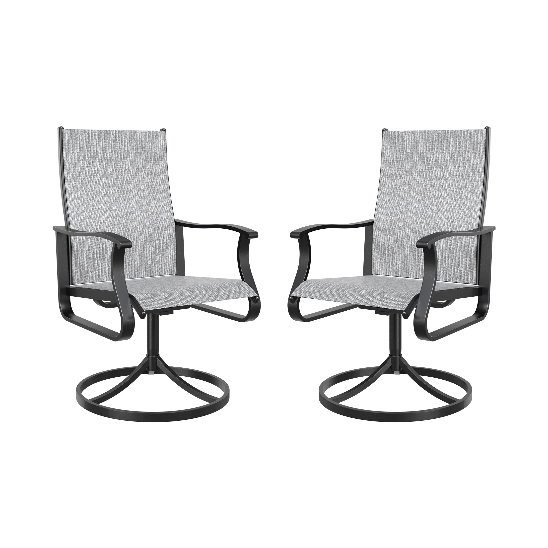 UDPATIO Low Back Outdoor Dining Chair Set of 2, 360¡ãSwivel Patio Chair Outside for Lawn Garden Backyard Deck, Light Grey