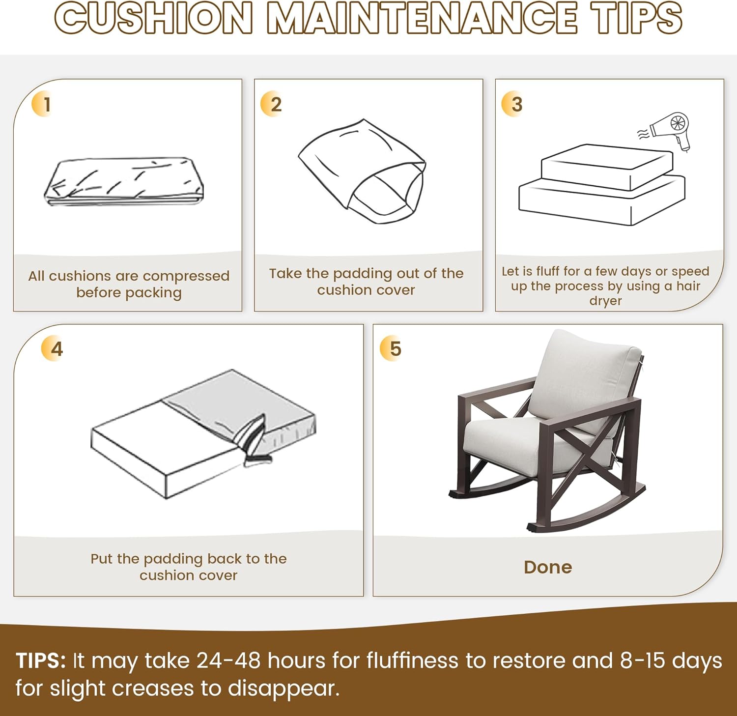 UDPATIO Rocking Chair Outdoor Set 2 with Coffee Table, 3 Piece Metal Rocking Bistro Set with 6.5" Water-Resistant Cushions, Oversized, 350lbs Heavy-Duty, for Porch, Patio, Balcony