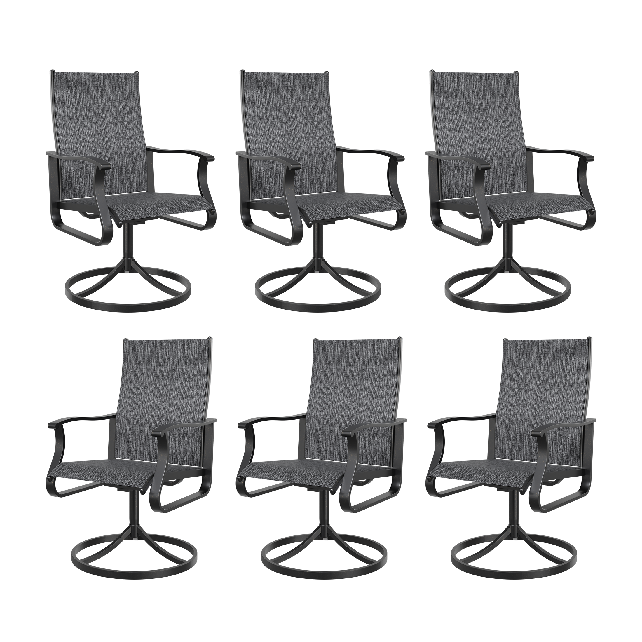 UDPATIO Low Back Outdoor Dining Chair Set of 6, 360¡ãSwivel Patio Chair Outside for Lawn Garden Backyard Deck, Light Grey
