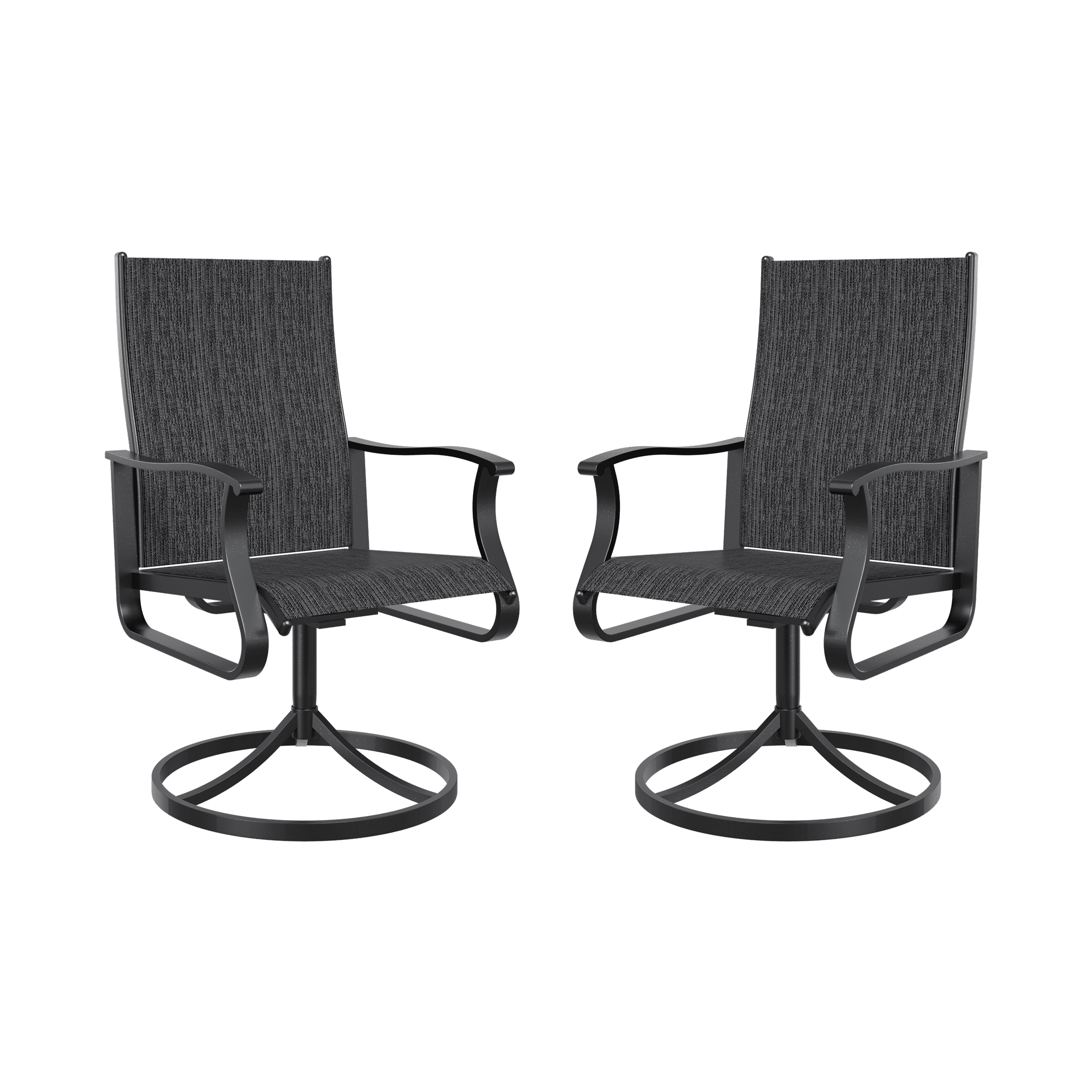 UDPATIO Low Back Outdoor Dining Chair Set of 2, 360¡ãSwivel Patio Chair Outside for Lawn Garden Backyard Deck, Dark Grey