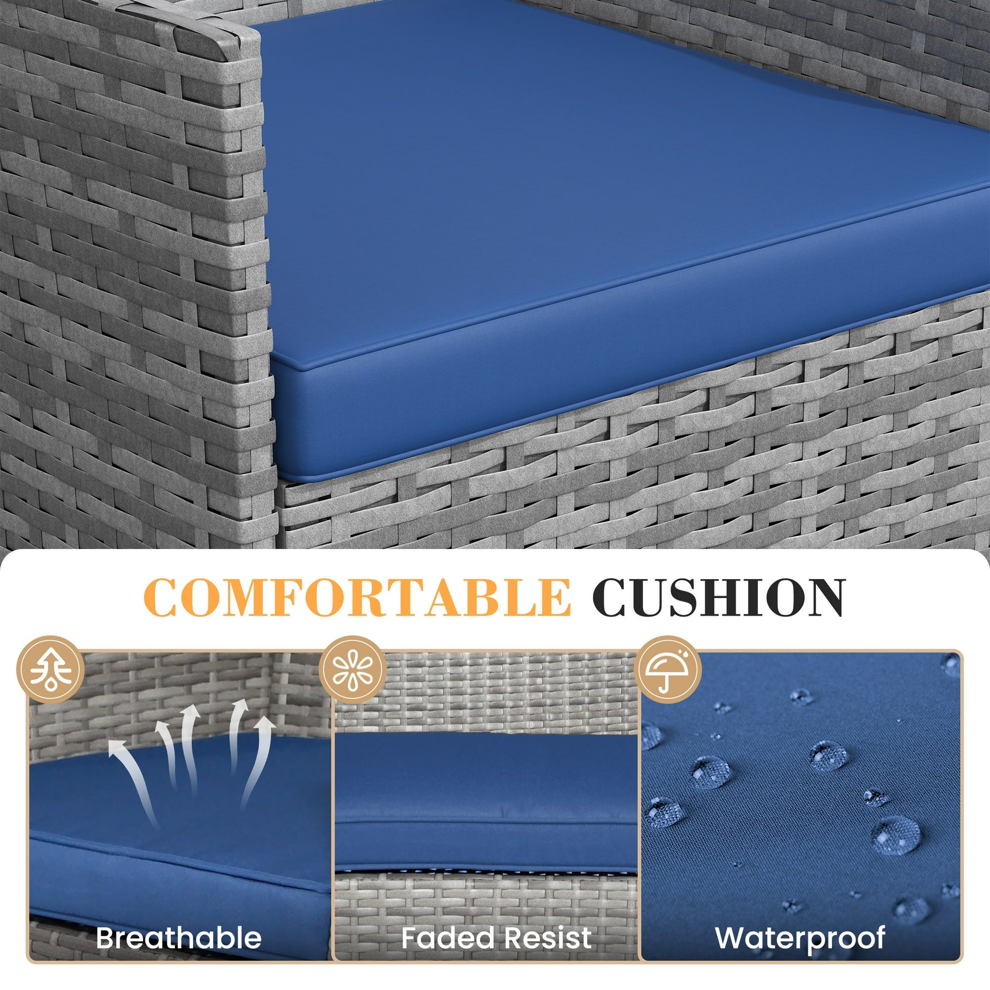 UDPATIO Furniture Set 3 Pieces Patio Rattan Wicker Chairs,Patio Porch Outdoor Furniture Set with Chairs(NA)