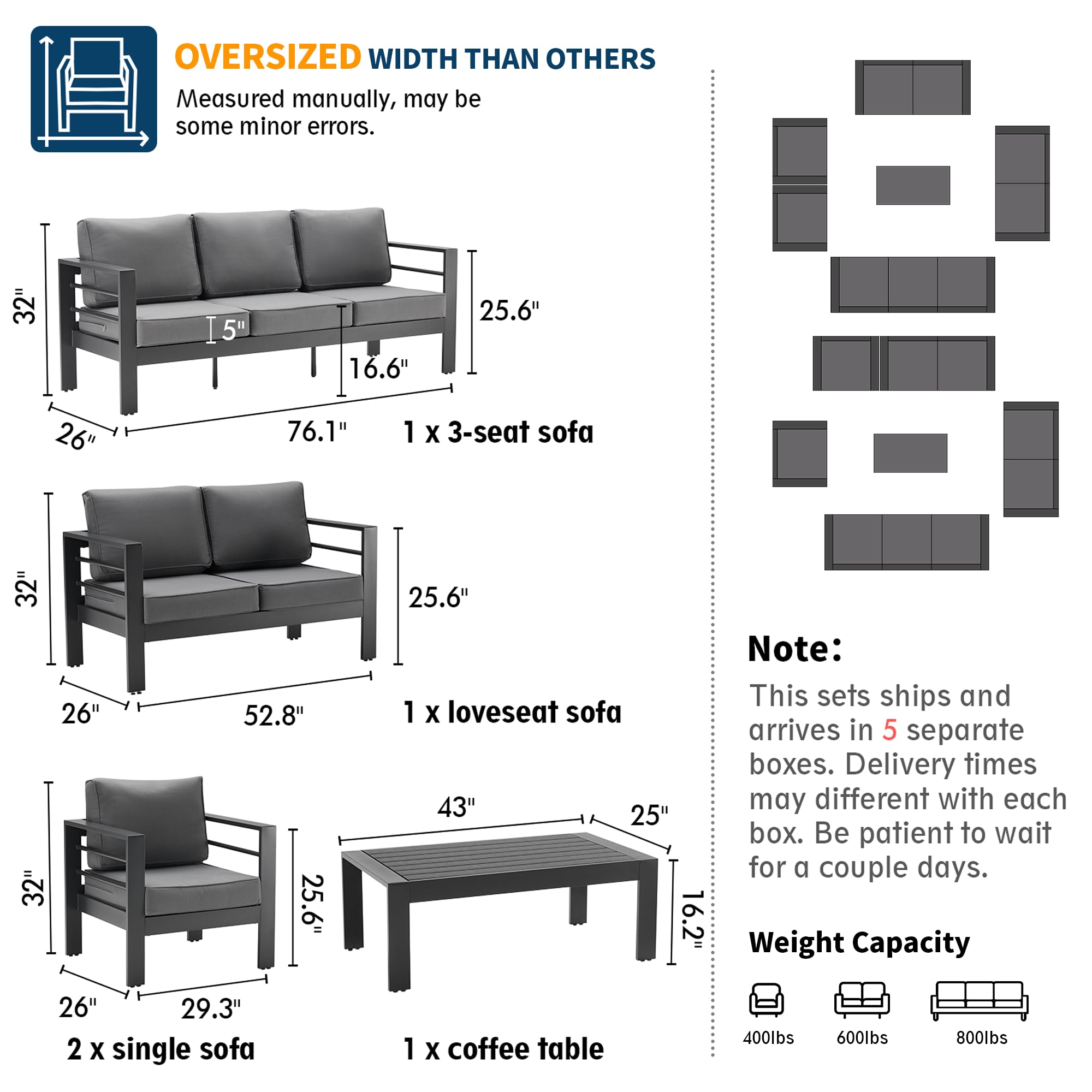 B0D6RNHJVQ Aluminum Patio Furniture Set