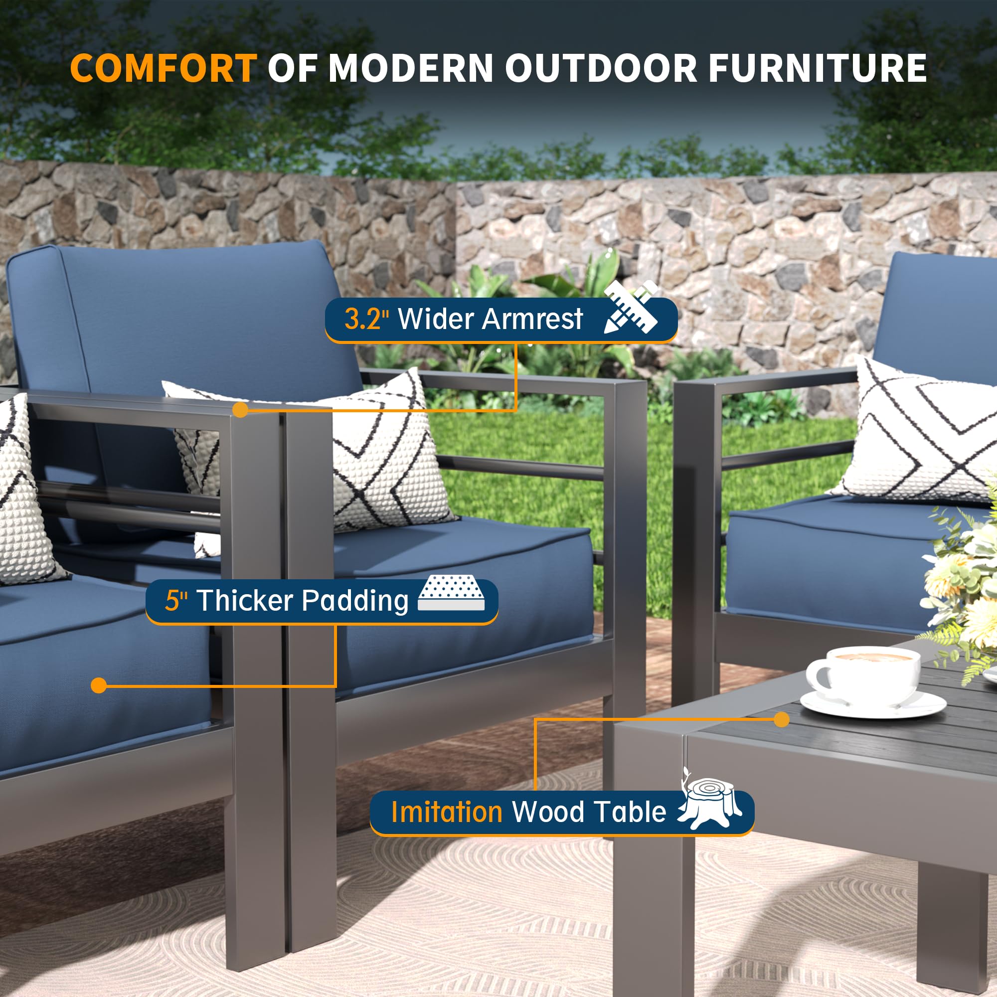 B0D6RNHJVQ Aluminum Patio Furniture Set